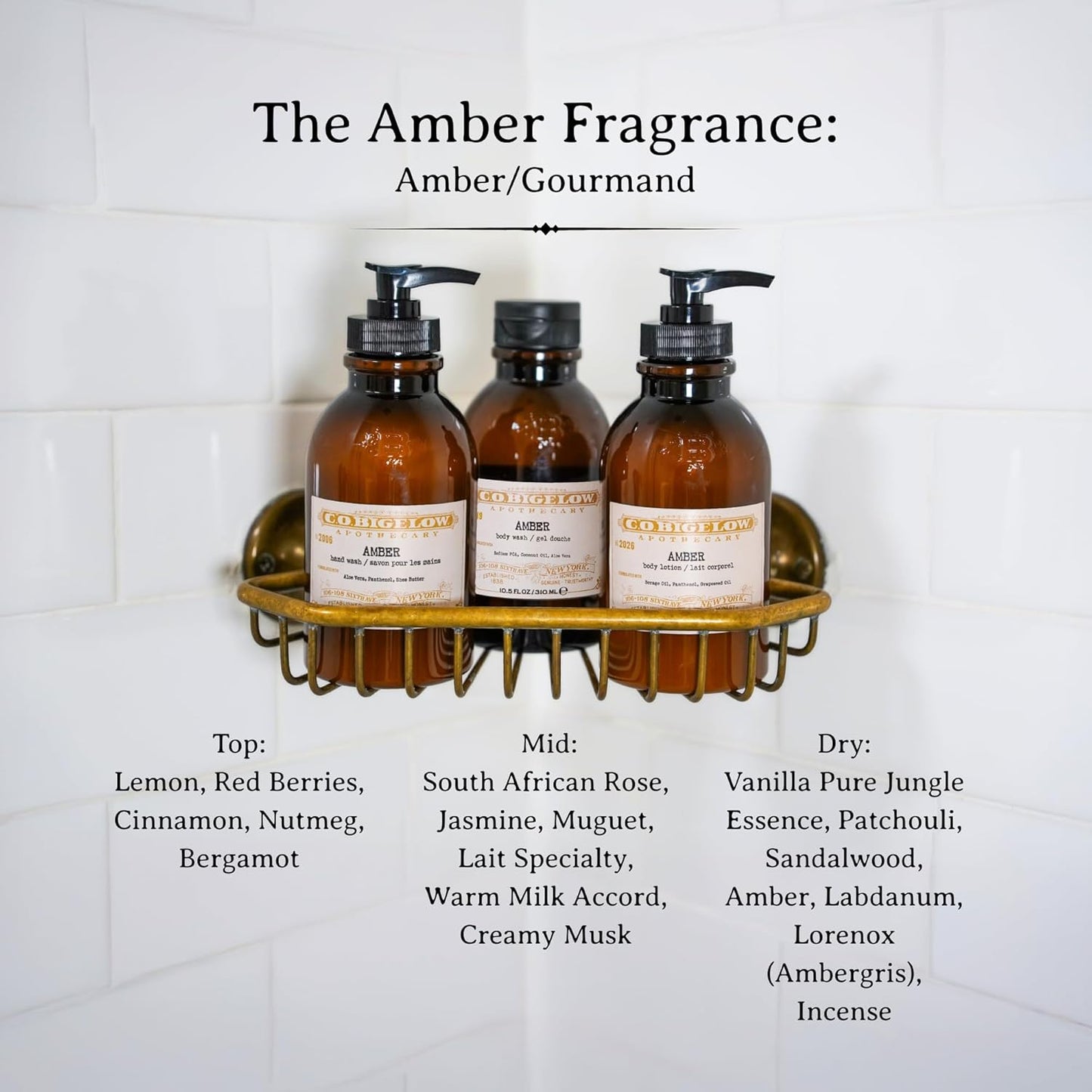 C.O. Bigelow Iconic Collection Amber Body Lotion, Scented Body Cream with Grapeseed Oil and Shea Butter, 10.5 fl oz