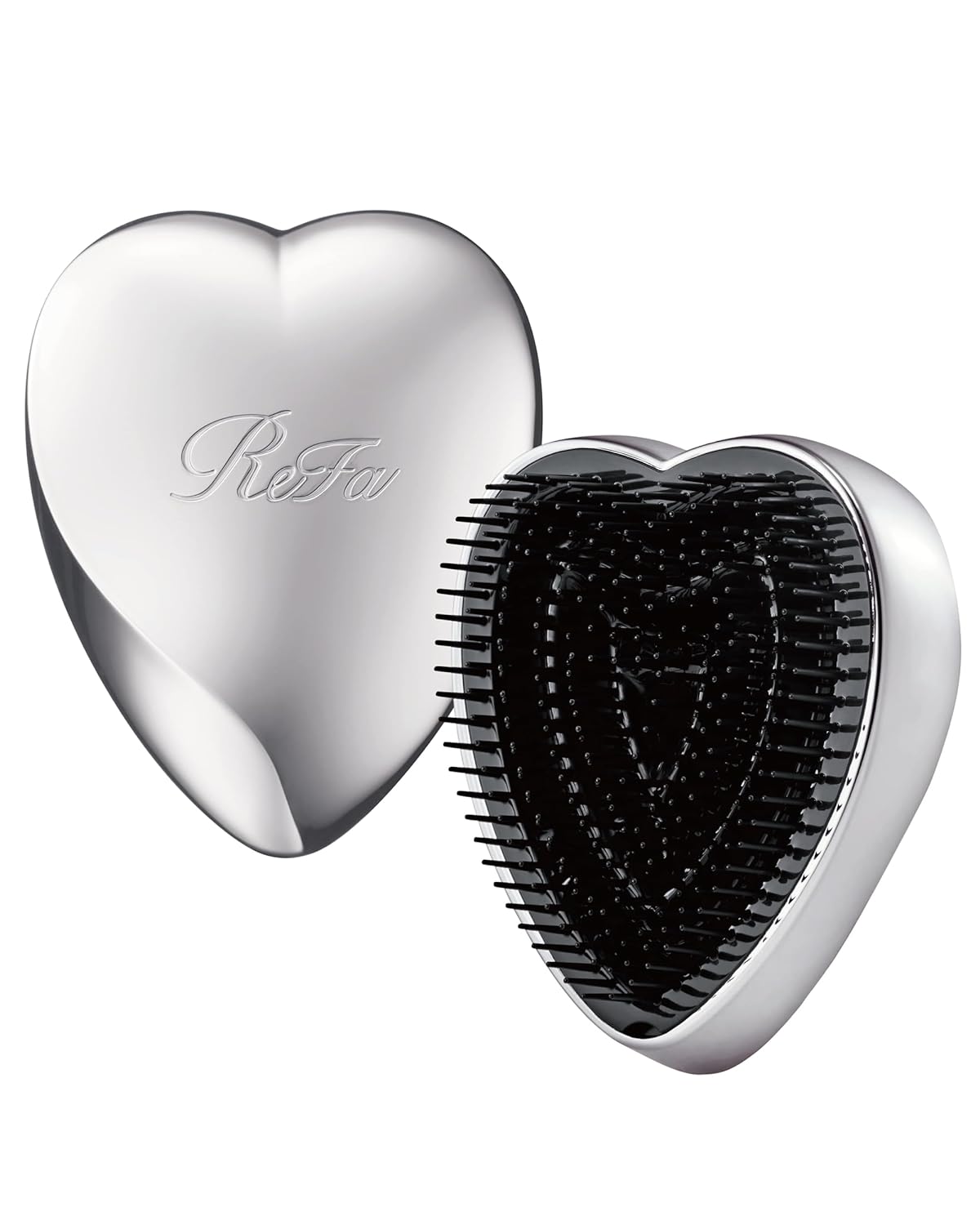 ReFa Heart Brush SILVER | Heart Shaped Hair Brush for Women | No Tangle Hair Brush | Small Hair Brush for Thick Hair | Hair Detangler Hair Brush Travel Hair Brush