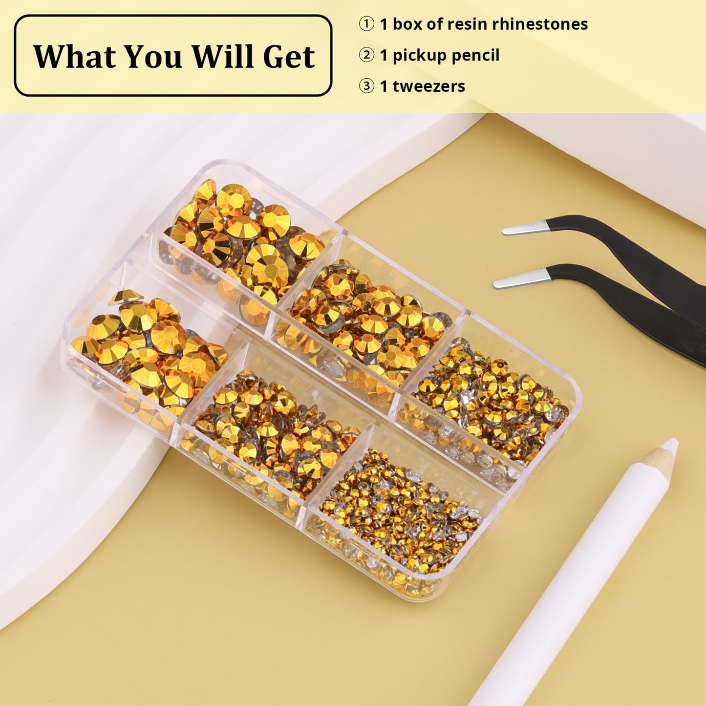 Resin Rhinestones for Crafting, 1 Box Copper Gold Multi Sizes Flatback Bedazzling Crystals for Crafts Nail Art Decoration, Non Hotfix Gems Charms for Tumbler Shoes Clothing Fabric Face Makeup