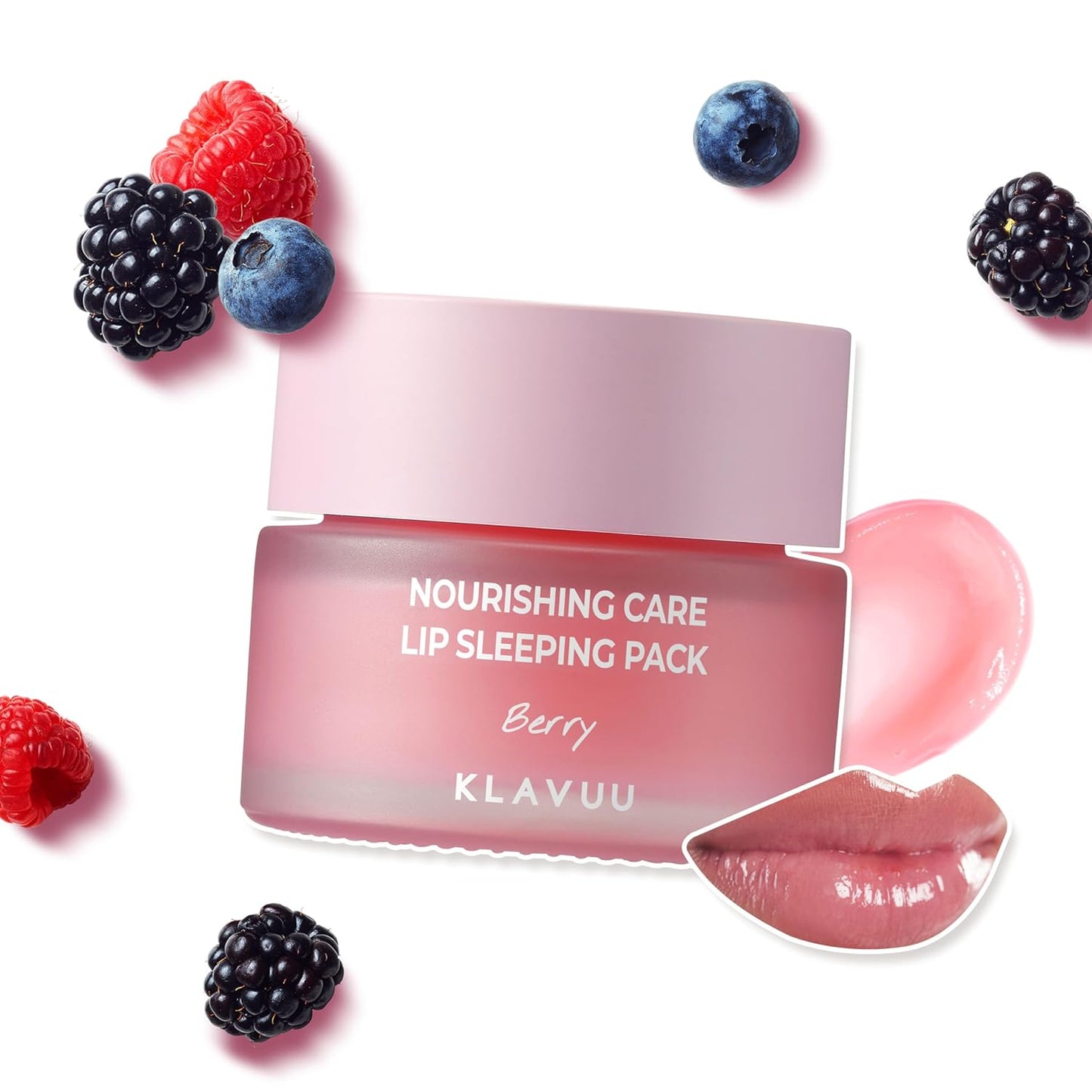 Klavuu Lip Mask Sleeping Pack (0.7oz) – Overnight Deep Hydrating Korean Lip Balm Treatment for Very Dry, Chapped Lips | Lip Lightening & Plumping with Instant Hydration | Gentle Exfoliating (Berry)