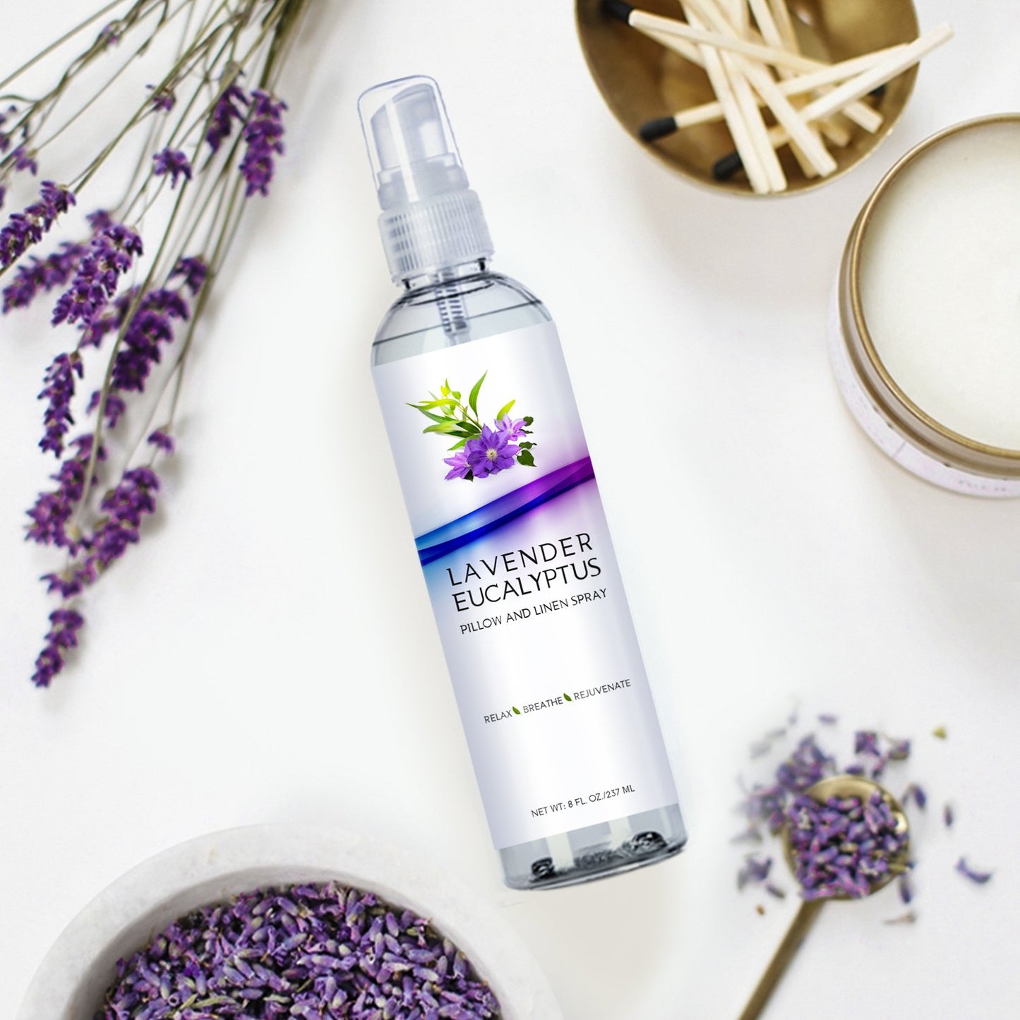 Natural Lavender Eucalyptus Pillow Mist and Linen Spray, Best Home Spray to Relax The Mind, Sleep Patterns and Body, Strong Lavender Room Spray (Lavender Eucalyptus, 8oz)