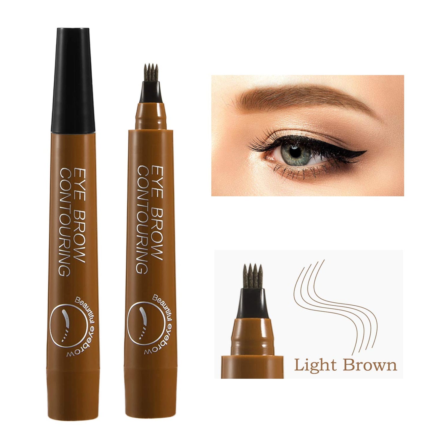 Liquid Eyebrow Pen, Waterproof Microblading Eyebrow Pencil with a Micro-Fork Tip Applicator, Creates Natural Looking Brows Effortlessly