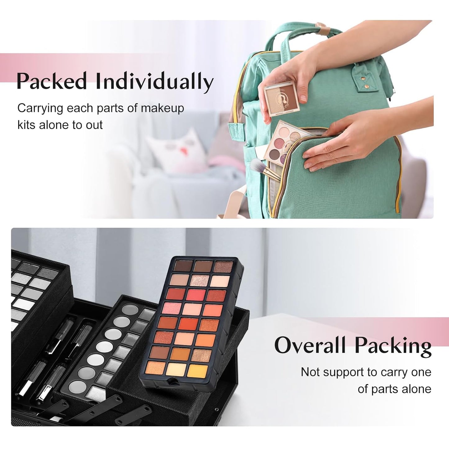 Color Nymph Girls Makeup Kits For Teens, Beginners Makeup Kit All In One Makeup Set For Teenager Full Kit Girls Makeup Kit With Train Case 18 color eyeshadow 4 color glitter & lipgloss - Pink