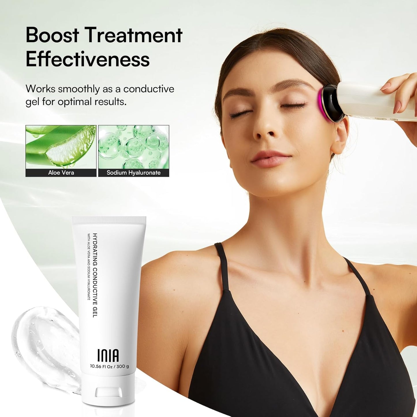 INIA 3-in-1 Red Light Therapy for Face and Neck, Skin Tightening Device True Beauty Glow Facial Massager for Skin Care, Effective Wrinkle Reduction Anti-Aging with Lifting, Tightening, Infusing