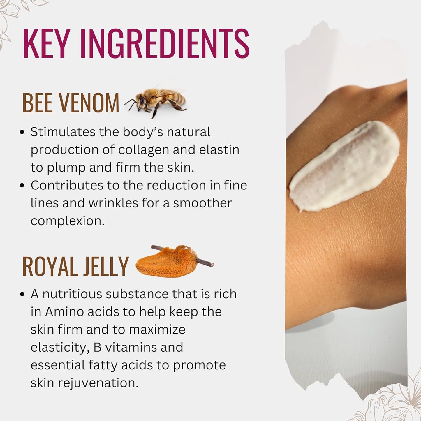 Manuka Lane Bee Venom Night Cream for Face and Neck with Sweet Almond Oil, Kernel Oil, Plant Extracts & Vitamin E | Plant Based Formula | Carefully formulated to keep your skin young and healthy!