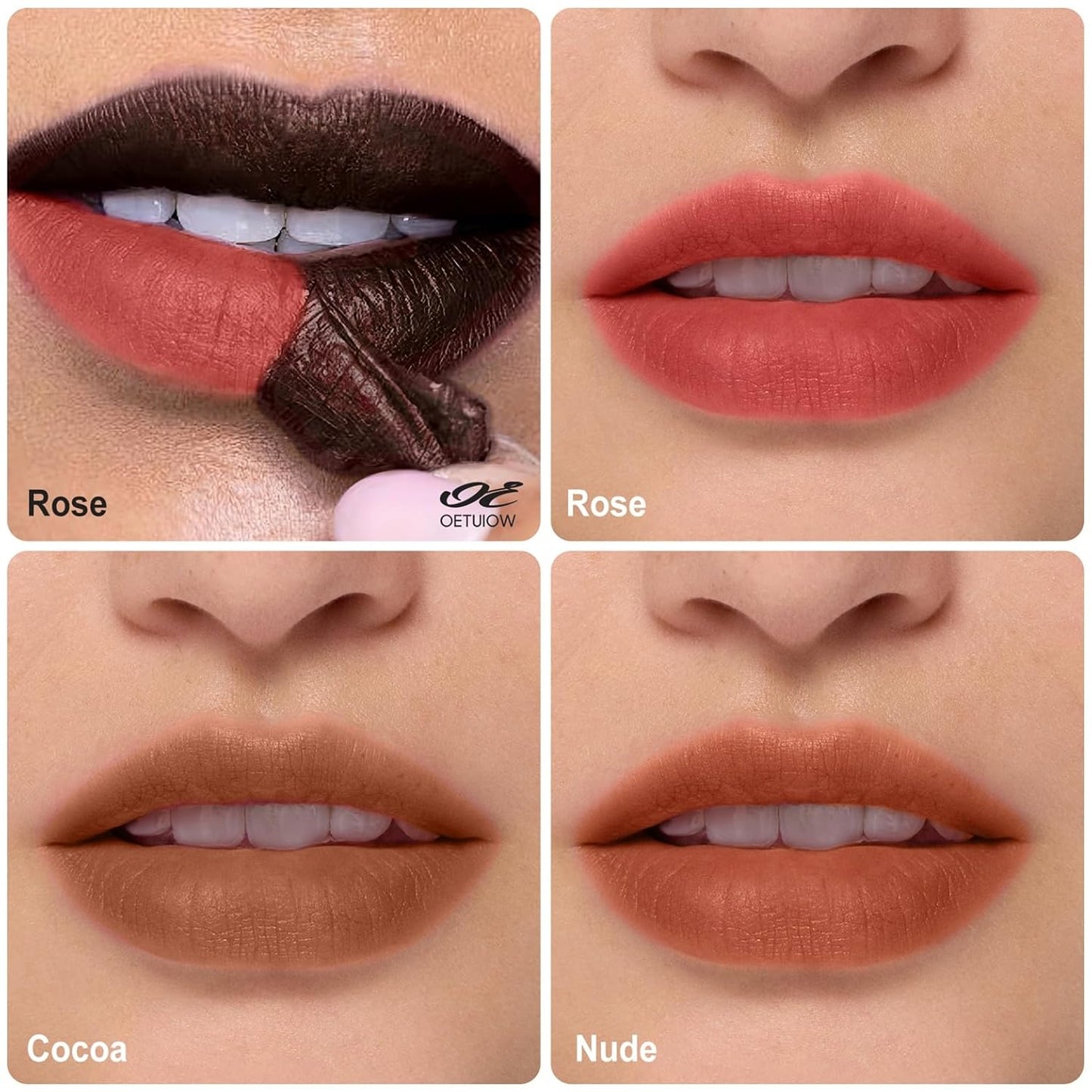OETUIOW Lip Stain, Lip Liner, Waterproof Moisturizing Long-Lasting, Non-Stick Cup for Women All Skin Types, Cocoa Color
