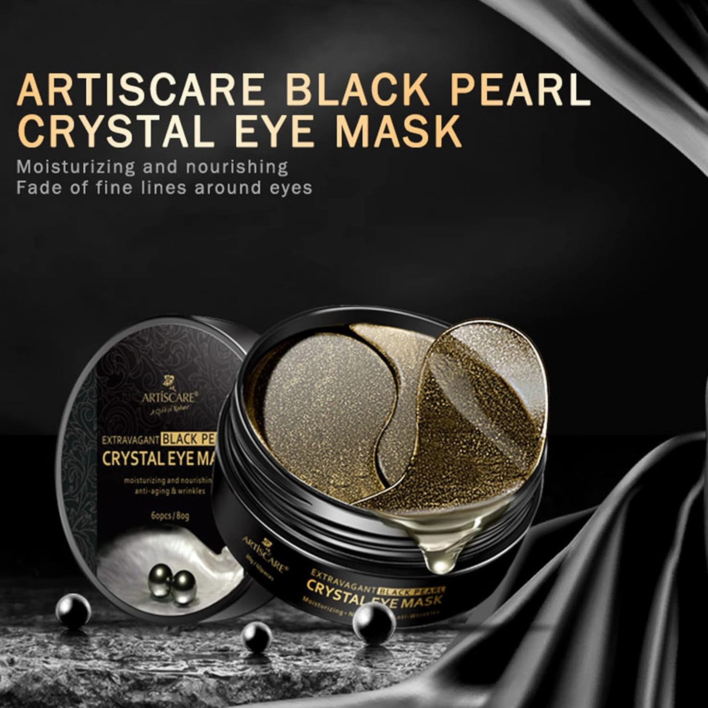 Under Eye Collagen Patches Eye Masks for Puffy Eyes & Dark Circles - Black Pearl Moisturized Eye Gel Treatment Masks, Reduce Under Eye Bags and Smooth Wrinkles,Eye Skin Care Pads, 60 Pcs