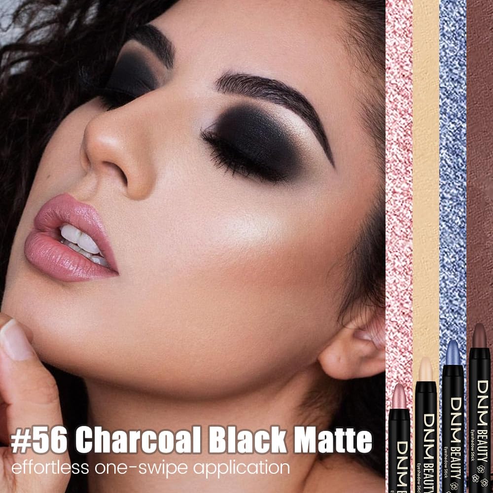 Black Matte Cream Eye Shadow Stick Makeup for Women, Black Matte Eyeliner Pencil Eyeshadow Brightener Stick for Eyes, Waterproof Eyeshadow Applicator Blendable, sombras para ojos 56#