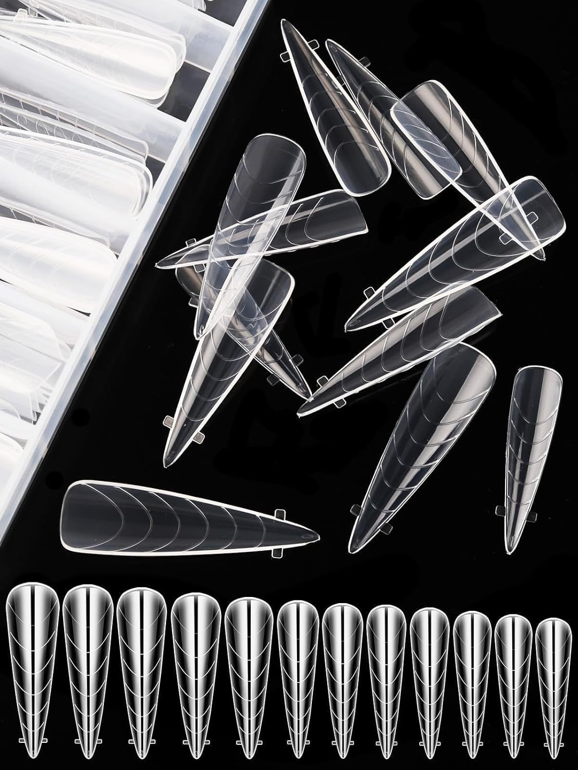 EBANKU Dual Nail Forms for Poly Extension Gel 120 PCS Structure Poly Nail Gel Stiletto Nail Tips for Builder Gel Solid Nail Gel Glue Nail Art Design Salon&DIY