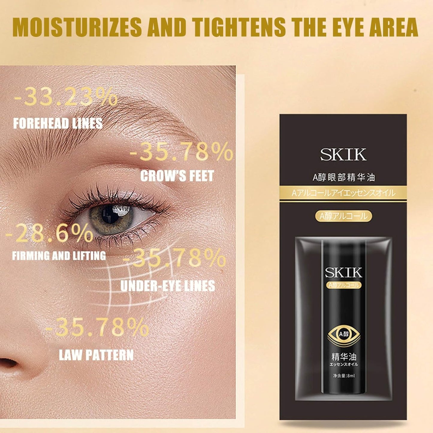 Eye Essence Roll-On,Firms the Skin Around the Eyes,Eye Cream for Dark Circles,Repair Wrinkles Under the Eyes,Intense Hydrating Eye Treatment Serum Oil