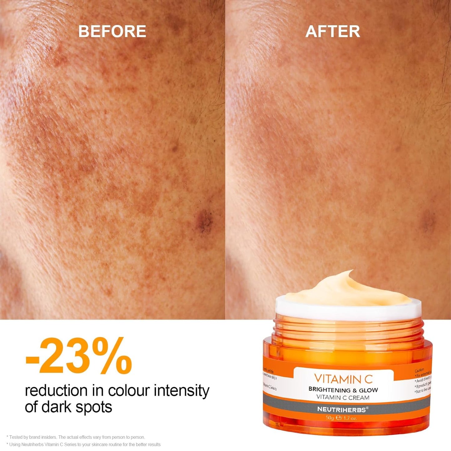 Neutriherbs Vitamin C Face Cream, Day & Night Facial Moisturizer, Daily Skin Care, Brighten, Lighten Skin, Moisturizing Softening Smoothing Skin 1.7oz