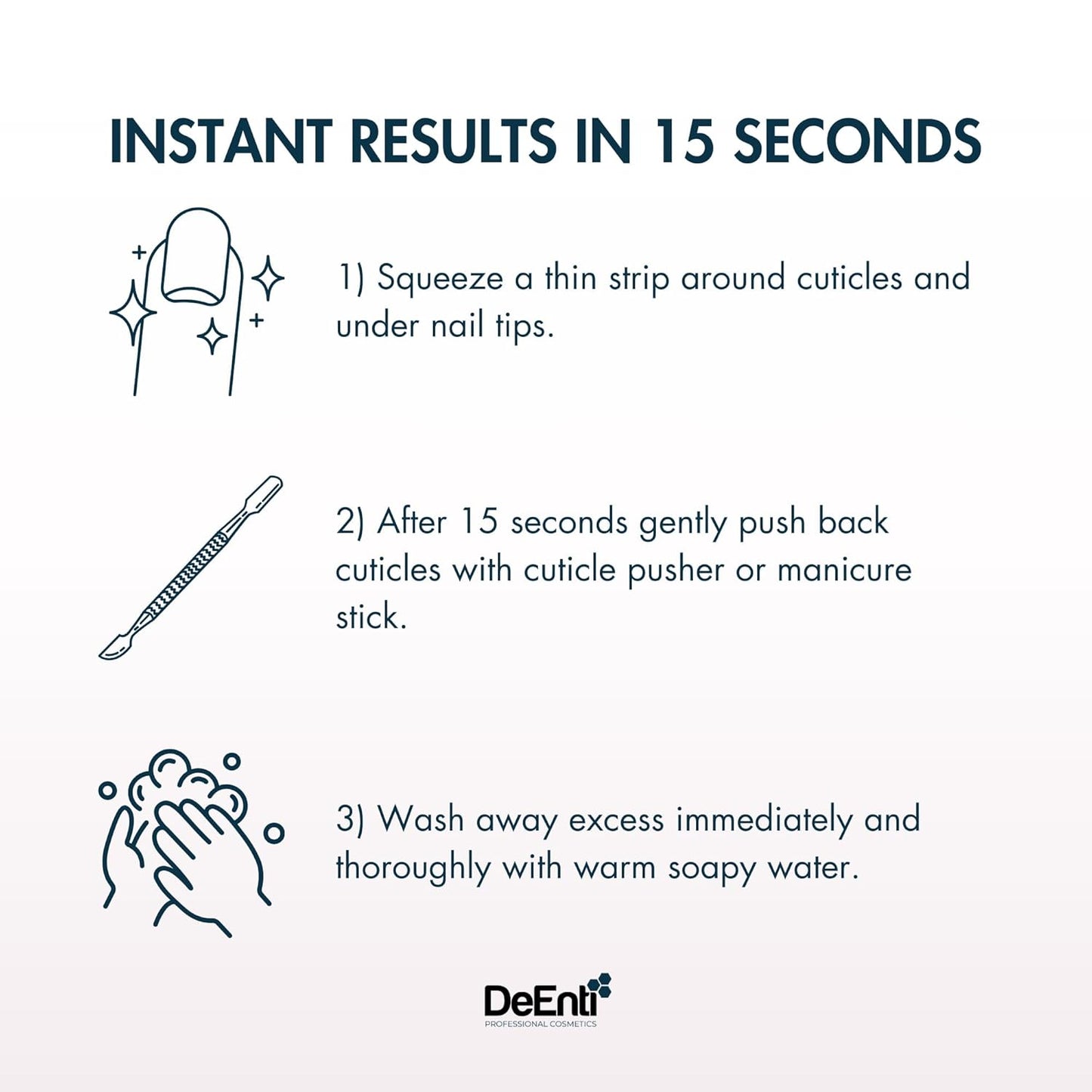 DeEnti Instant Cuticle Remover Gel, Eucalyptus, 8 Oz Bottle, Professional Cuticle Softener, Salon Quality Manicure and Pedicure Supplies