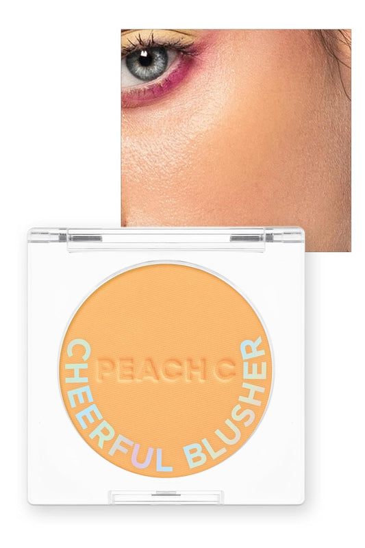 Cheerful Blusher | Yellow Orange Blush for Cheeks Powder Makeup | Korean Makeup Creamy Blush Powder | Fine Pigmented Blush | Powder Compact Make Up Blush 0.14 Oz. (03 Mangoful)