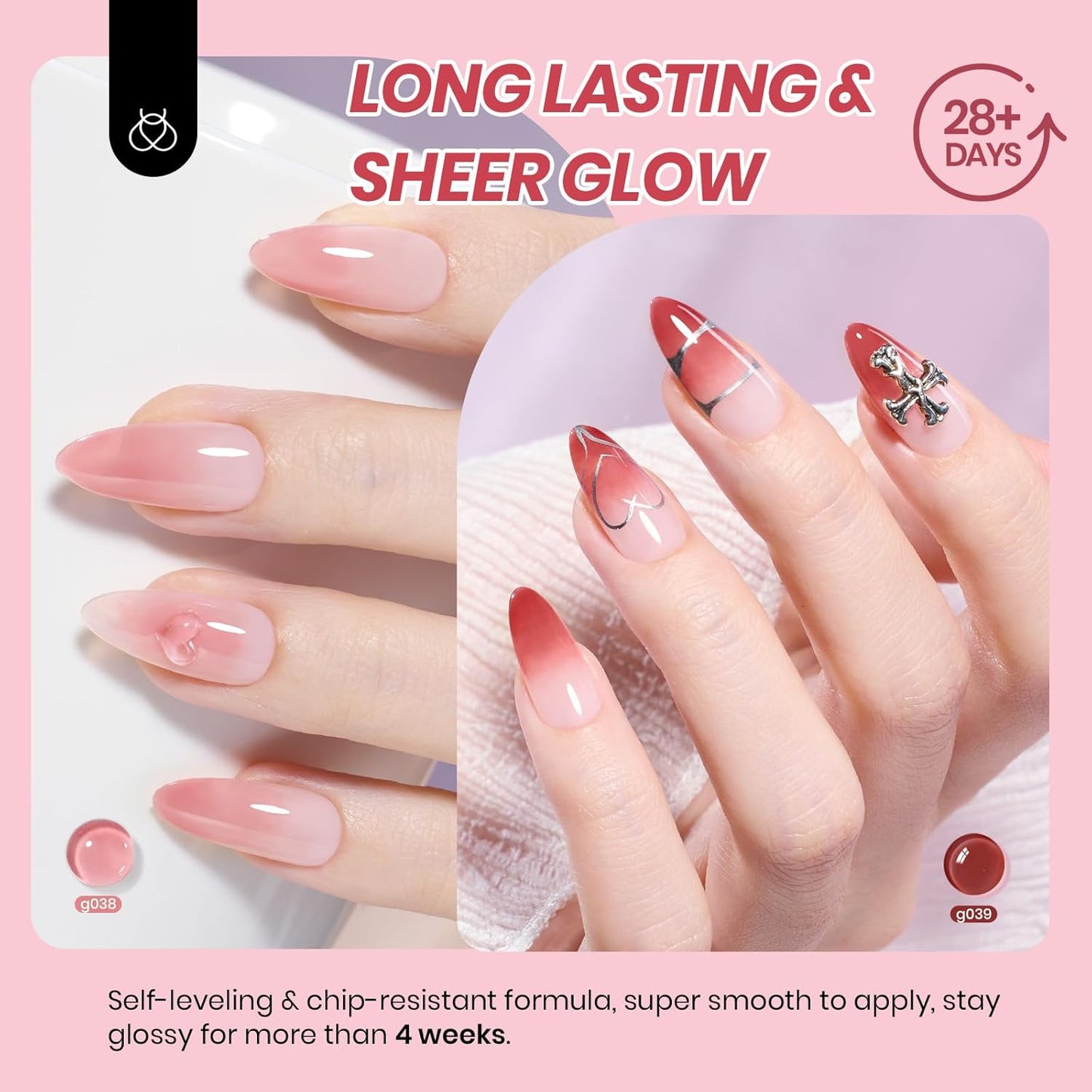 Beetles Jelly Gel Nail Polish Set - 6 Colors Neutral Fall Gel Polish Kit Nude Pink Red Brown Sheer Gel Translucent Effect Soak Off UV DIY Manicure French Nail Art Salon Gift for Girls Women