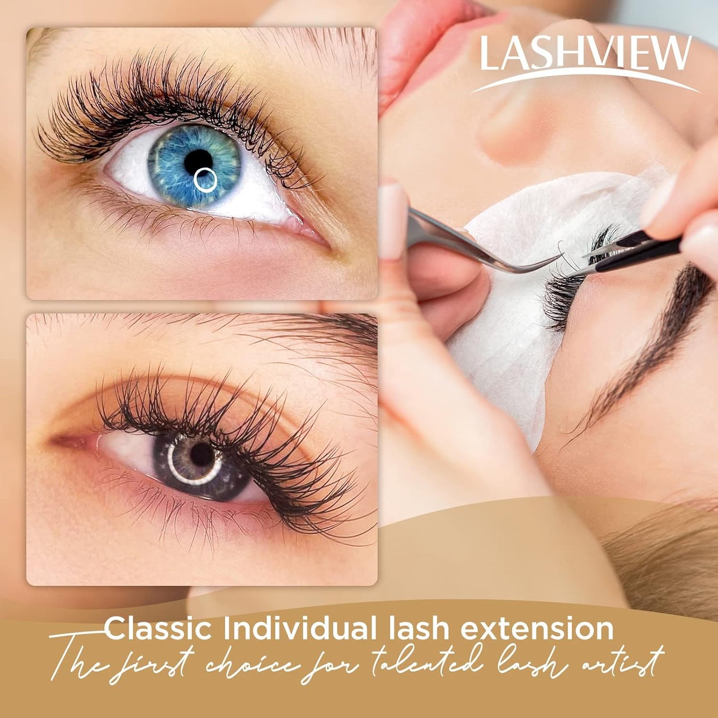 LASHVIEW Semi-Permanent Eyelash Extensions C Curl 10mm 0.20 Thickness Silk Fake Natural Thick Lashes Individual Eyelashes Silk lashes (Salon Use)