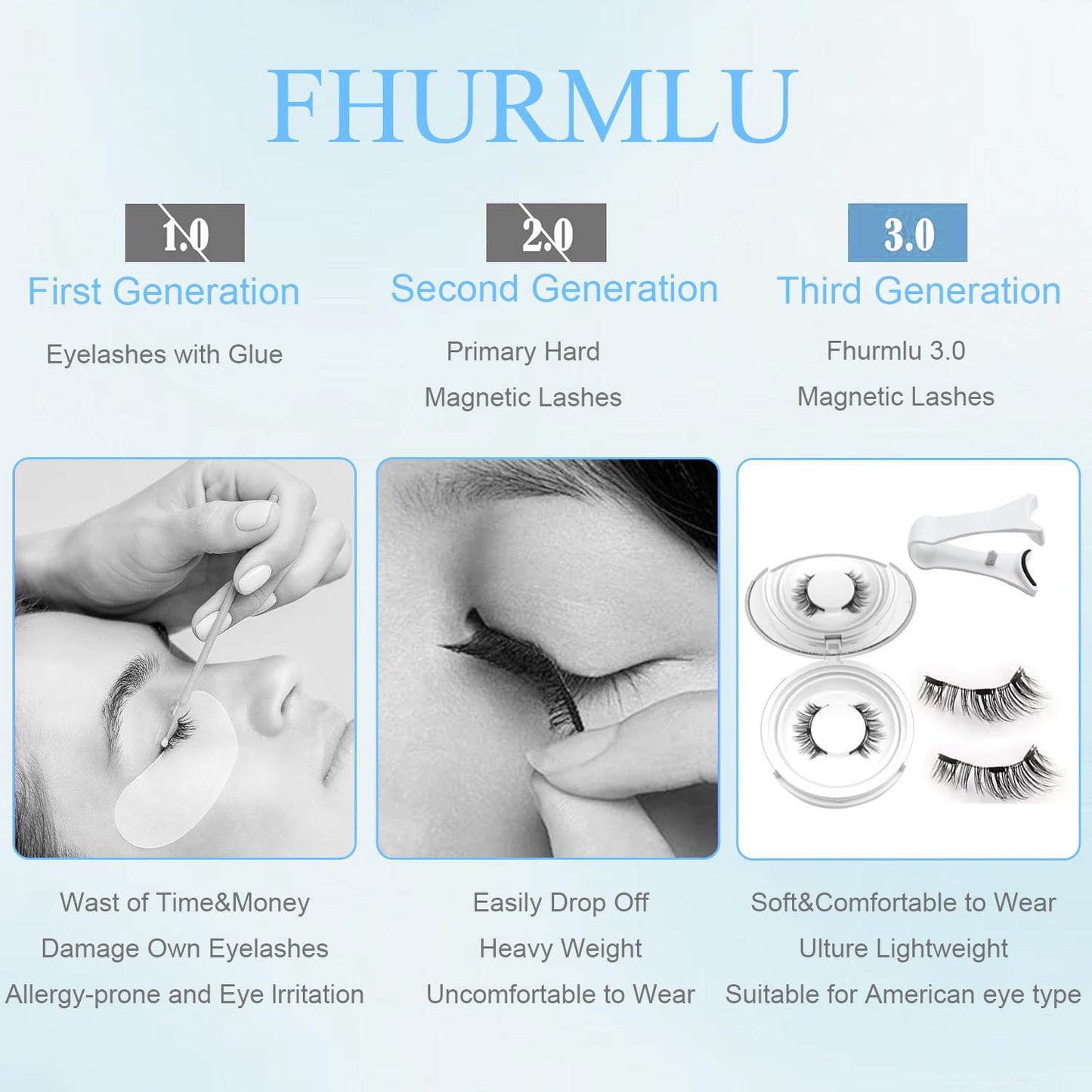 Ealra Craft Magnetic Eyelashes with Applicator,Reusable Magnetic Eyelashes Natural Look,Easy to Wear and Remove Soft Lashes kit No Liner Needed(Natural+Fuller+Simple)