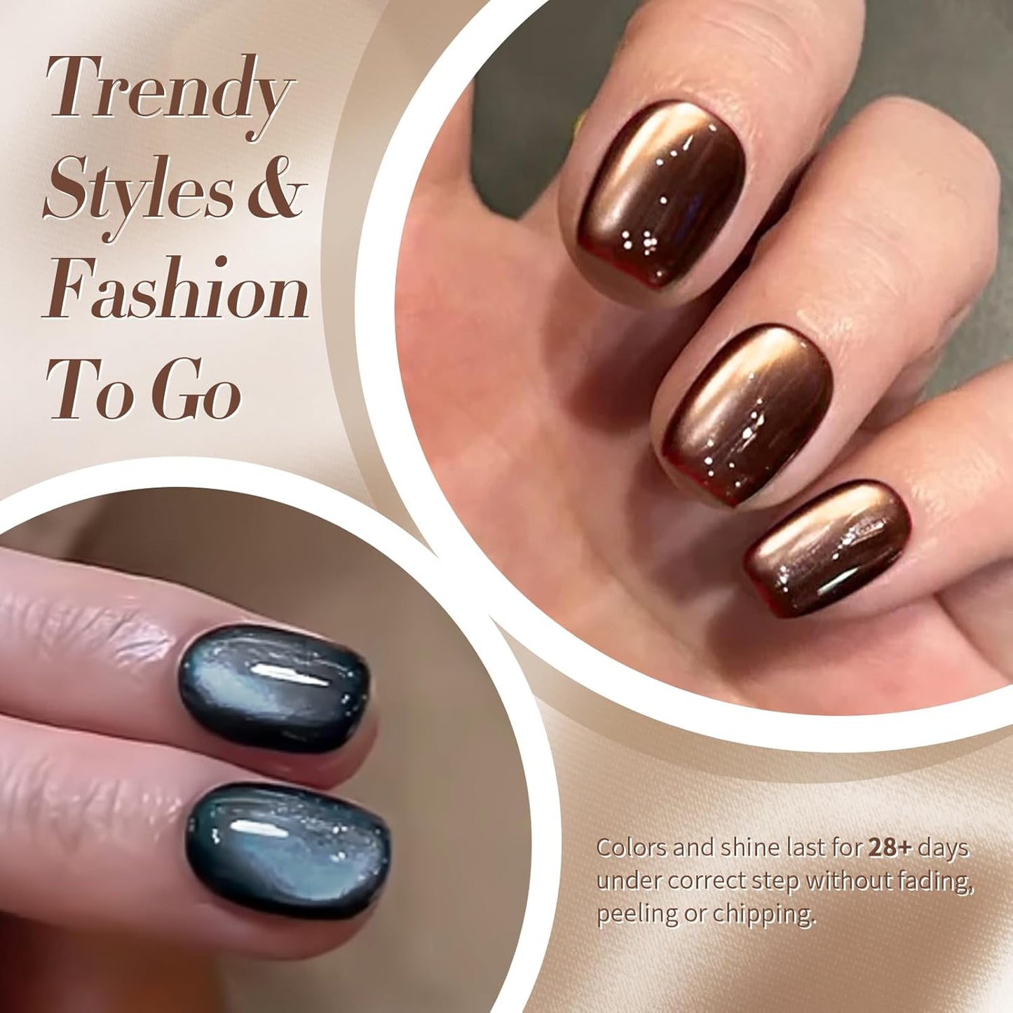 Born Pretty Cat Magnetic Eye Gel Nail Polish, Fall Winter Retro Cat Magnetic Gel, Pink Brown Blue Gray Green Magnetic Soak Off Nail Art Salon Manicure Home Gift 7ML 6PCS