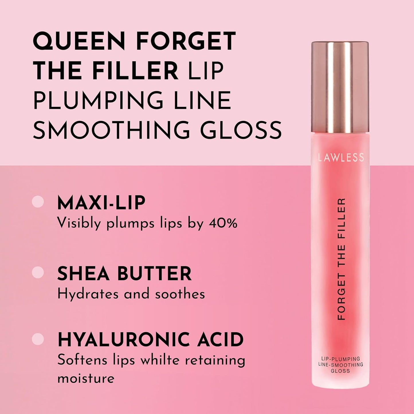 Lawless Women's Forget The Filler Lip Plumper Line Gloss - Queen Size, Cherry Vanilla, Red, 0.19 Fl Oz (Pack of 1)