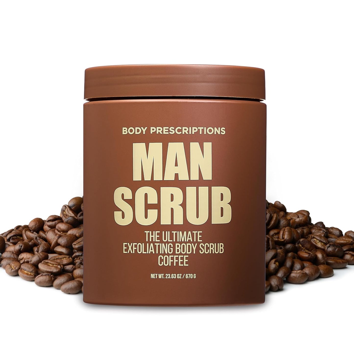 Body Prescriptions Men’s Exfoliating Body Scrub – Ultimate Skin Cleansing Wash in Jar with Twist-Top Lid, For All Skin Types, 21 Ounce (Pack of 1), Coffee