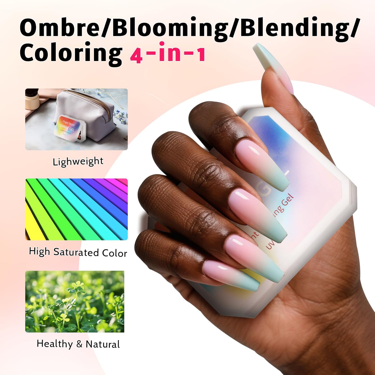 Sponge Pat Paint Nail Gel, 9 Colors Ombre Nails Gradient Gel Nail Blush Blooming Aura Nails Drawing Stripper Floral Painting Nail Art, No Wipe, UV/LED Curing (9 Colors C)