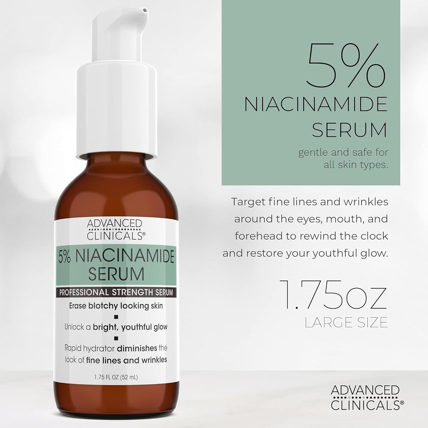 Advanced Clinicals Niacinamide Serum - 5% Niacinamide Serum For Face W/Hyaluronic Acid Serum, Ferulic Acid, Aloe Vera, Fruit Extracts - Dark Spot & Age Spot Remover - Skin Serum for Face 1.75 Fl Oz