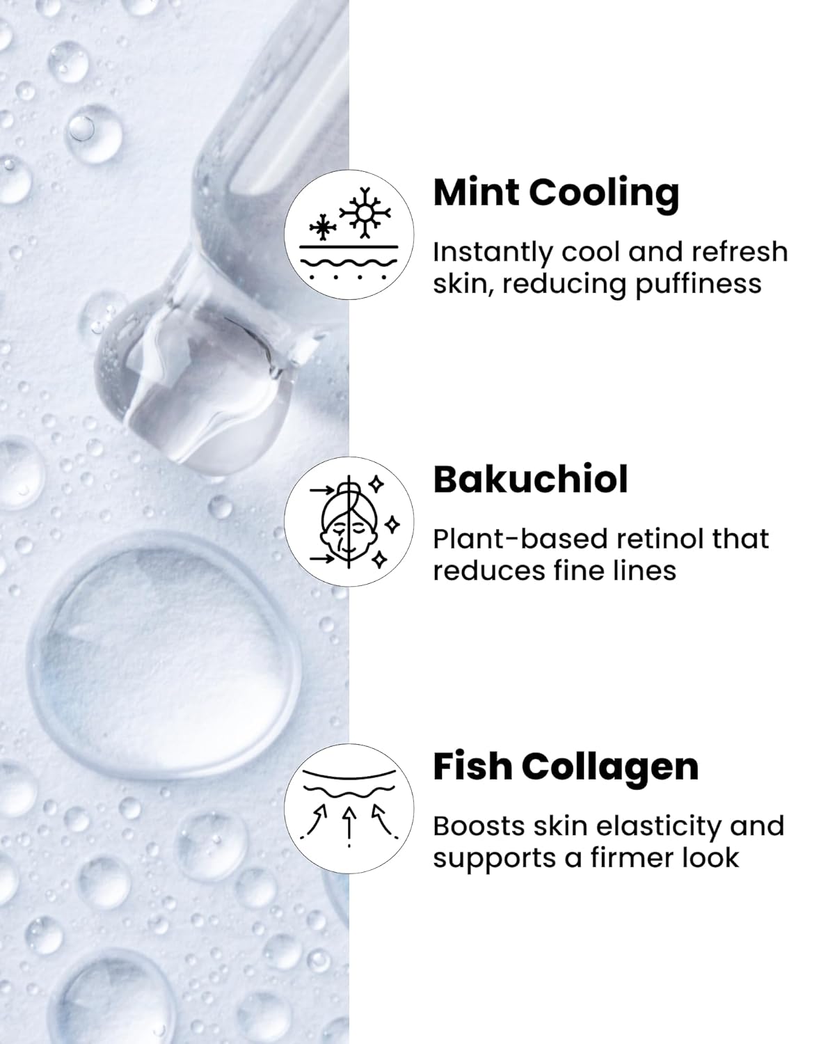 Ice Roll Serum | Cooling & Hydrating Roll-On Serum for Face, Puffy Eyes, Bakuchiol & Collagen for Firming & Lifting, Facial Roller for Depuffing, Under Eye Bag Treatment | Korean Skin Care