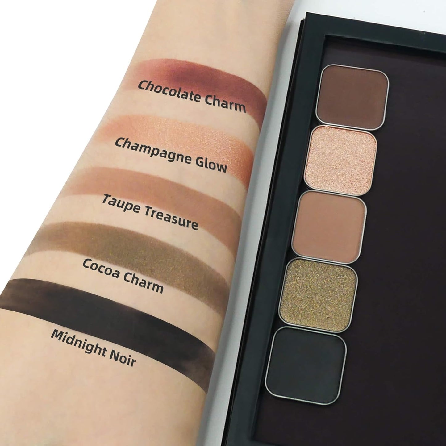 Magnetic Single Matte Eyeshadow with Metal Pan, Eyeliner Powder for Cat Eye Smoky Makeup, Eyeshadow Refill, Black Pan, for DIY Empty Magnetic Palette (Midnight Noir)