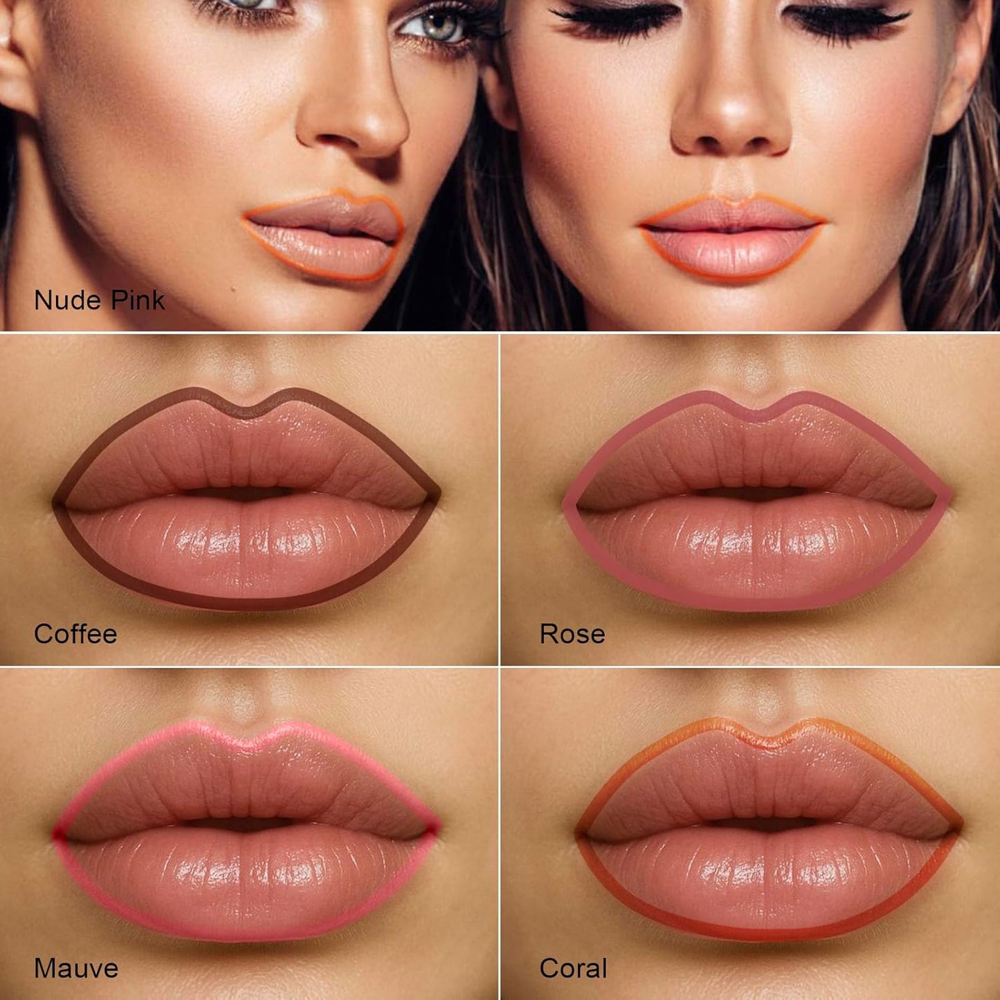 Peel Off Lip Liner Stain - Long Lasting Natural Lip Stain Transfer-proof Lip Liner, Moisturizing Waterproof Lip Gloss Stain, Highly Pigmented Color for All Skin, Ideal Gifts for Women (Nude Pink)