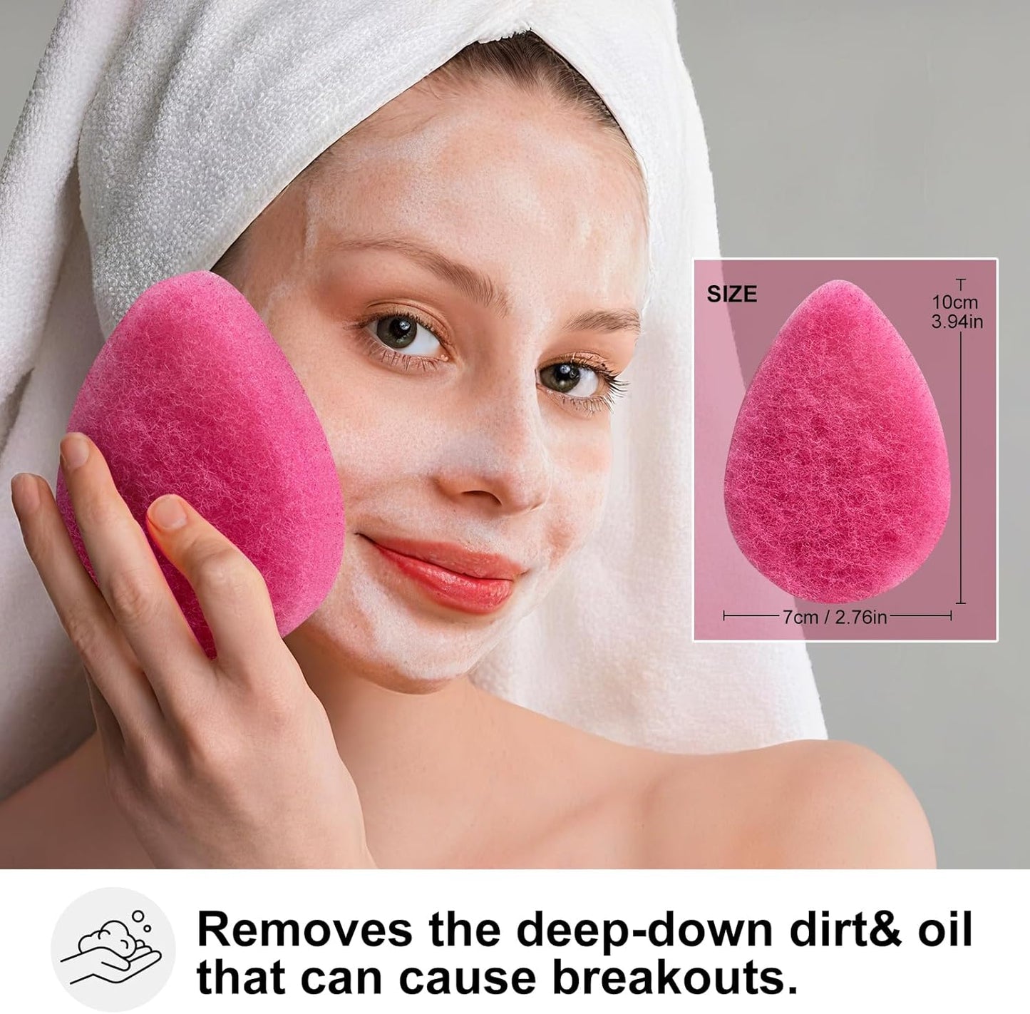 Face Scrubber BS-MALL – Exfoliating Facial Sponge for Deep Cleansing, Removes Blackheads, Remove Makeup, Perfect for Skin Care Routine 12 Pcs (Hot Pink-Soft Texture)