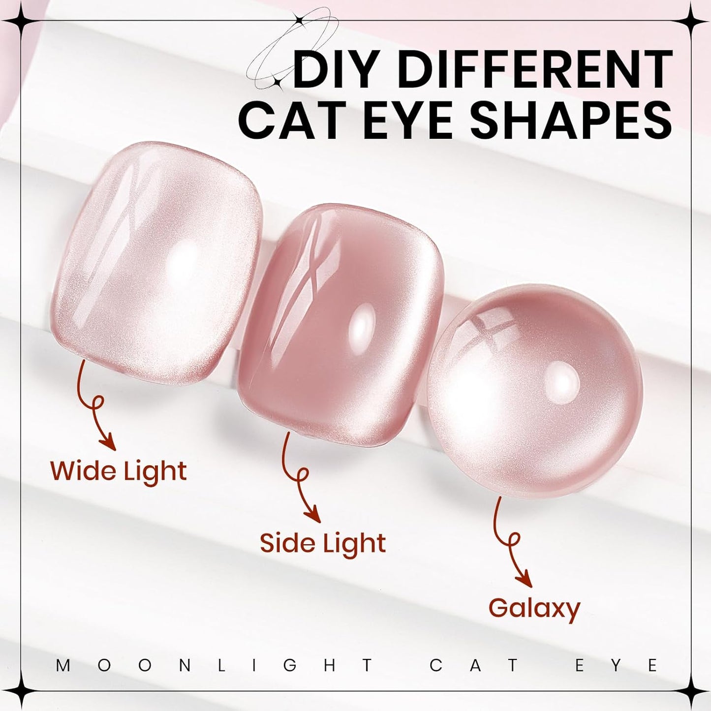 Pink Cat Eye Gel Nail Polish, 15ml Light Pink Jelly Glassy Gel Polish with Magnet Moonlight Shimmer Glitter Magnetic Nail Polish Soak Off U V Salon DIY at Home