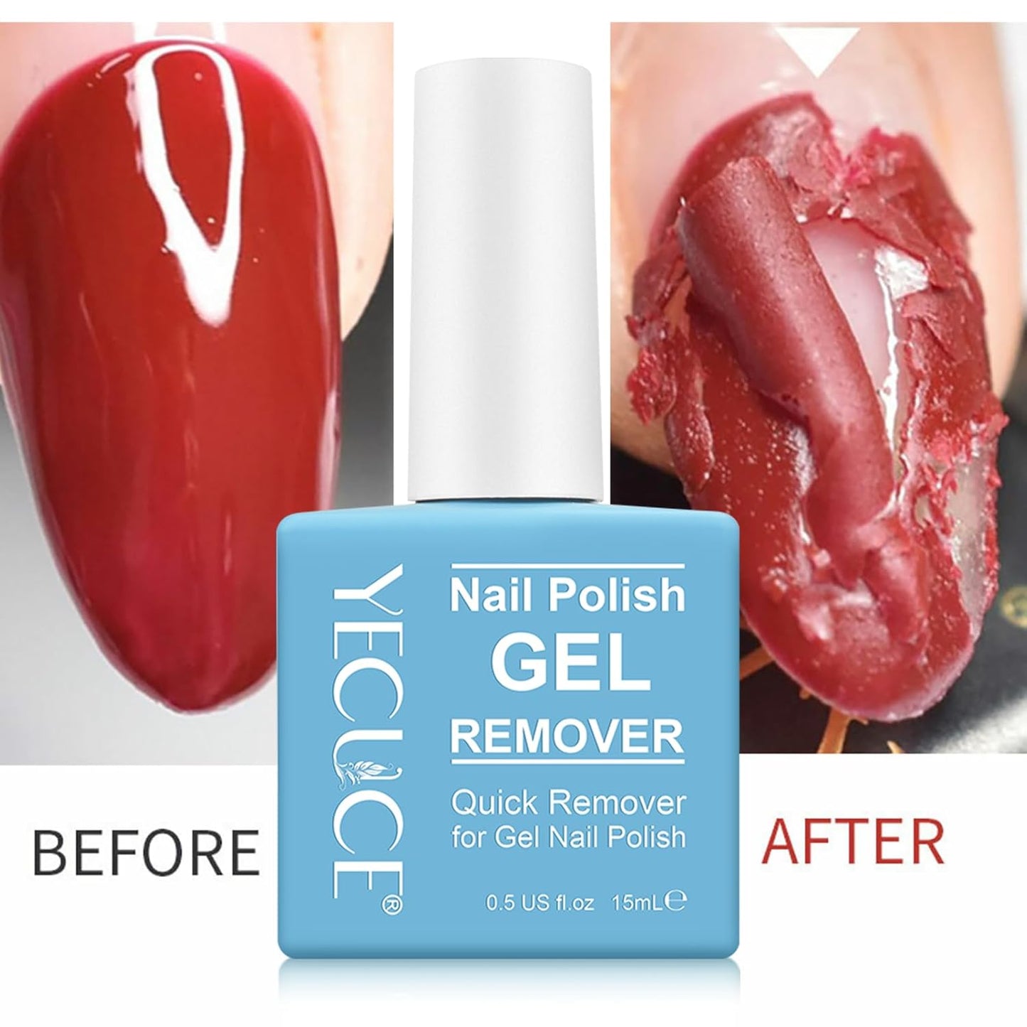Gel Polish Remover, (3pcs) Gel Nail Polish Remover, No Need for Foil, Quick & Easy Polish Remover In 3-5 Minutes, No Need Soaking Or Wrapping-0.5floz
