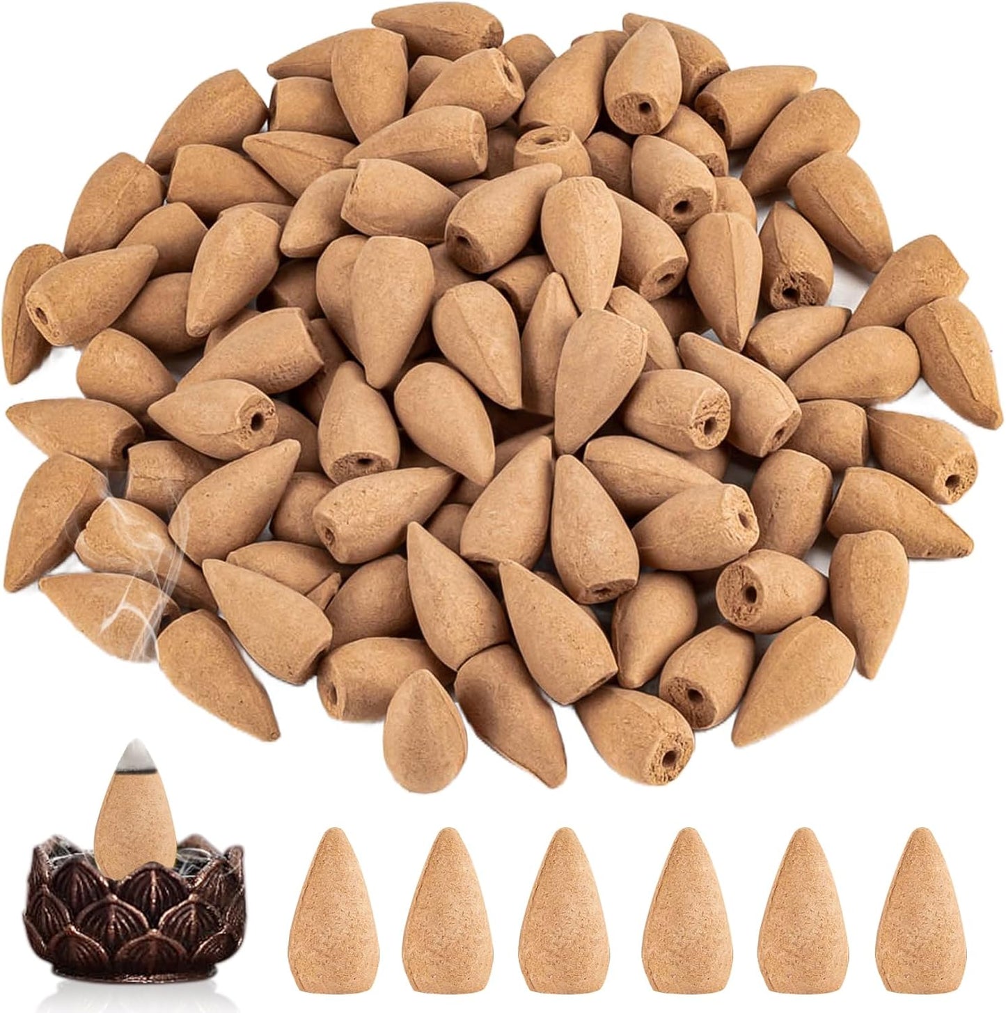 Sukh Backflow Incense Cones for Waterfall - 108 PCS Waterfall Scented Cone Bulk Aromatic Smoke Fountain for Aromcatherapy Yoga Relaxation Home Decor(Sandalwood Scents)