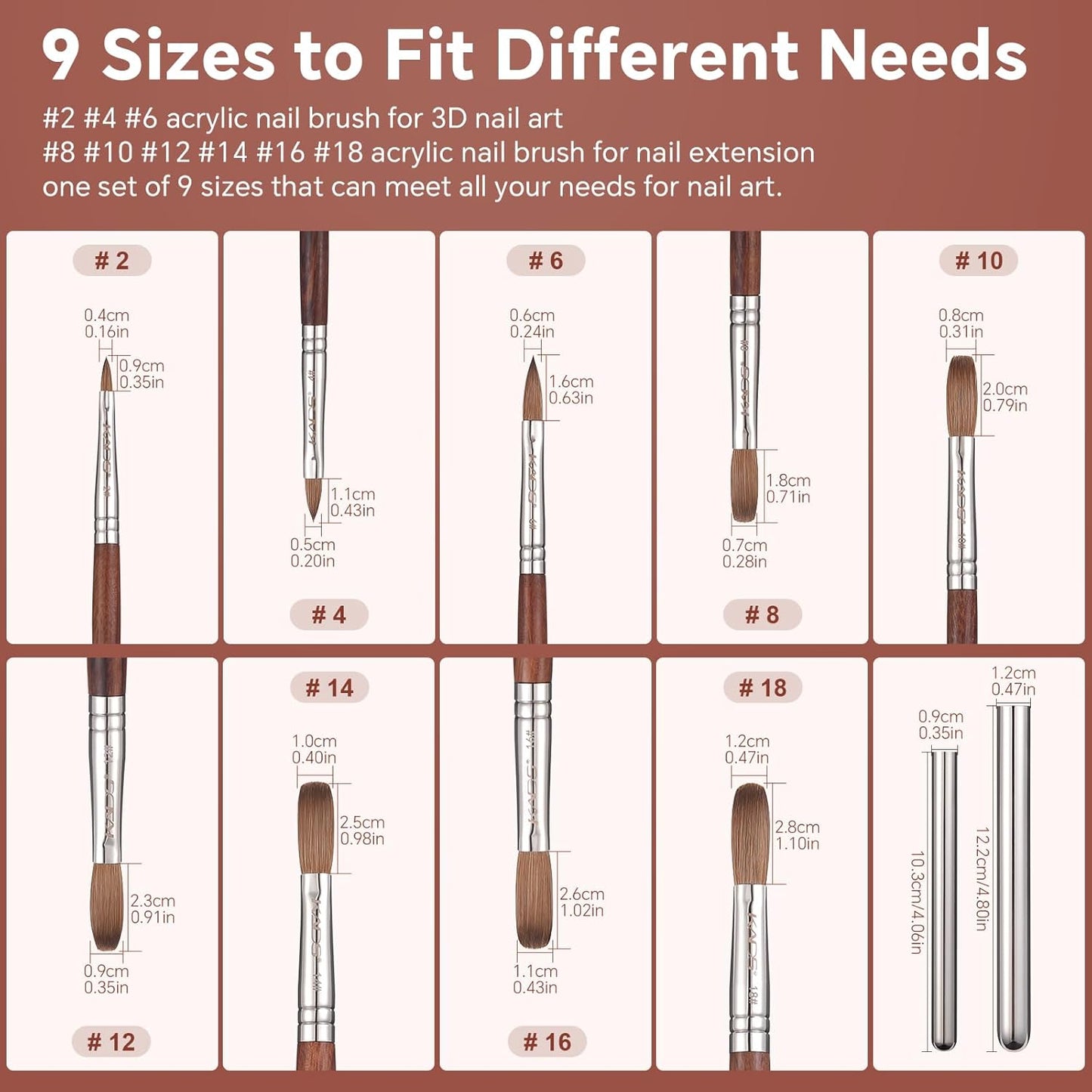 KADS Acrylic Nail Brush with Penholder Nail Brush for Acrylic Application-Oval Shaped Powder Nail Design Tools for Professional Manicure DIY Home Salon (16#)