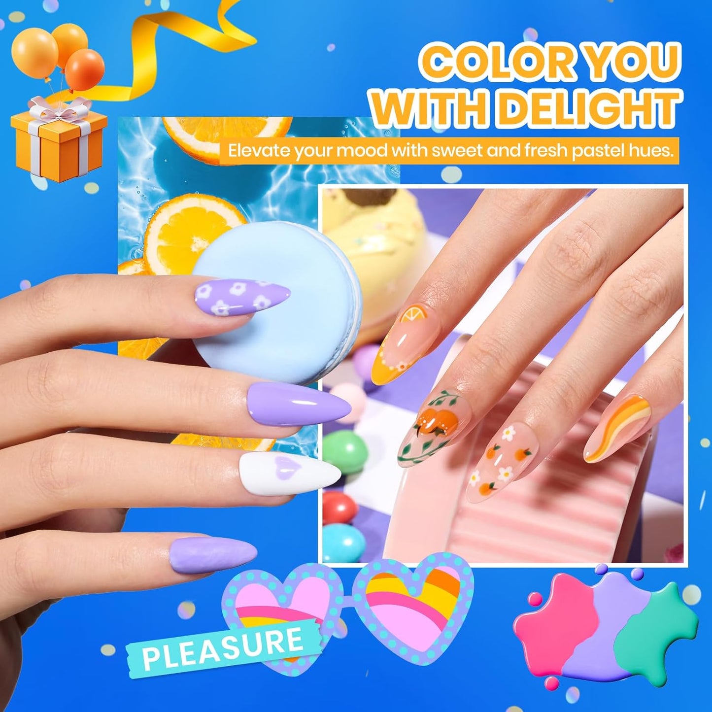 Beetles Fall Gel Nail Polish Set - 69PCS 60 Colors Gel Polish Kit Base Coat Glossy & Matte Top Coat Soak off Emotional Spectrum Collection Brown Red Black Nude White All Seasons Gifts for Women