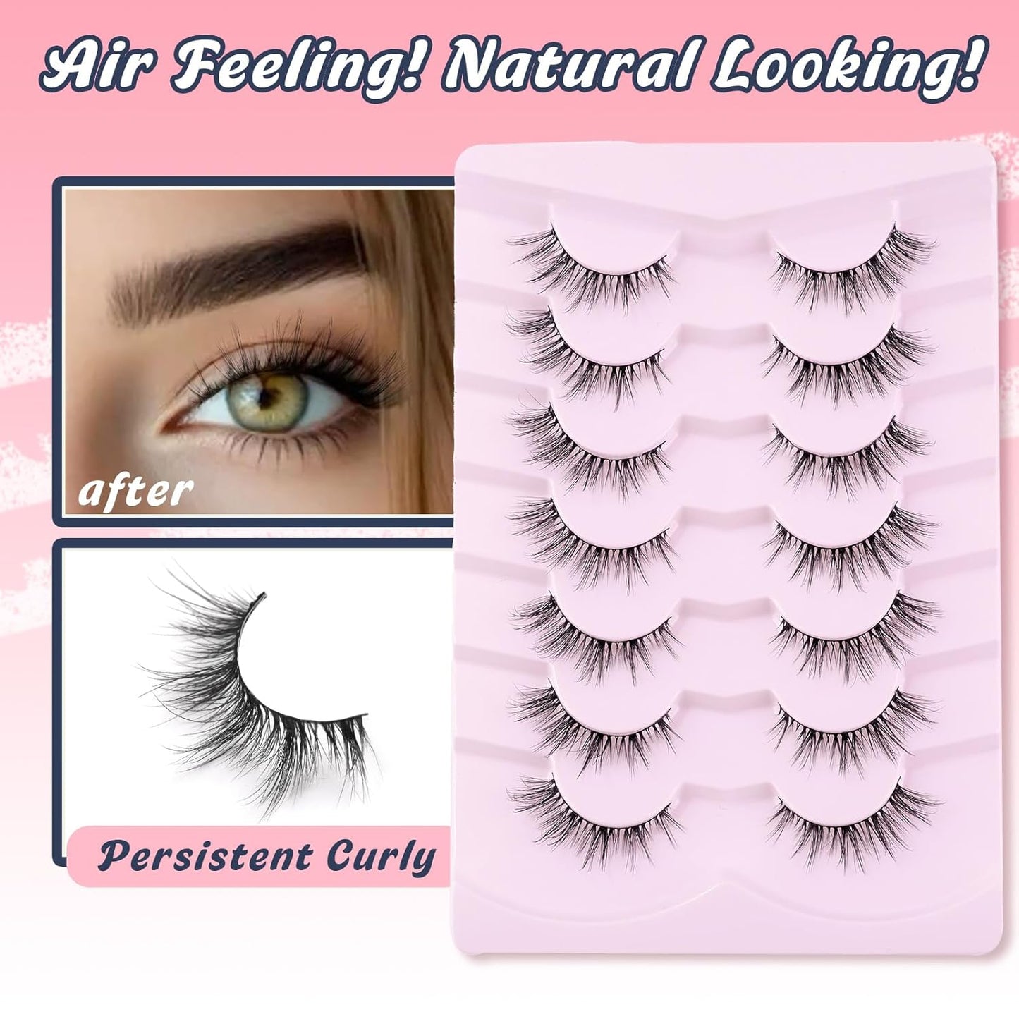 Cat Eye Lashes Wispy Eyelashes Manga Cat Eyelashes Natural Look 15mm Wispy False Lashes 3D Volume Fake Eyelashes Anime Lash Soft Faux Mink Lashes 7 Pairs Lashes Pack Siligli