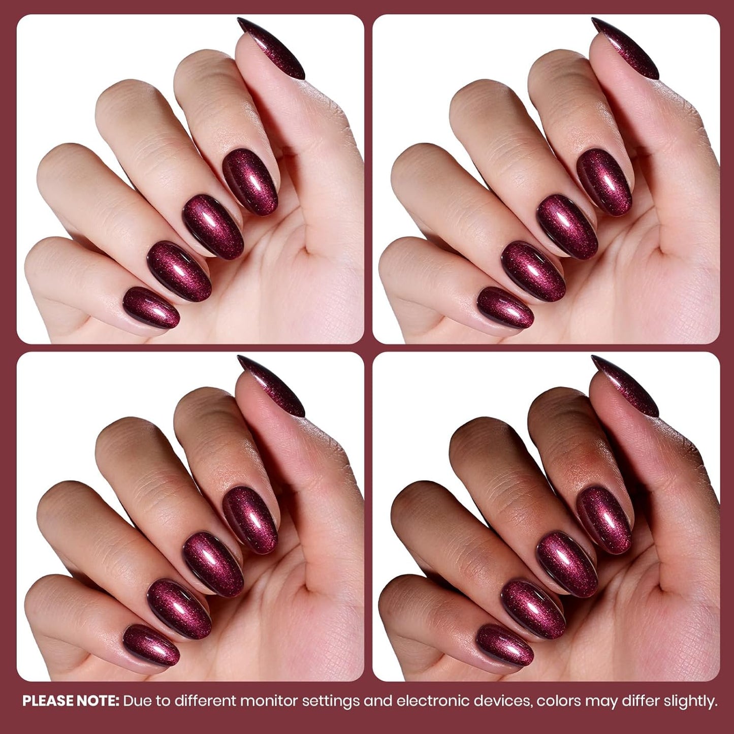 beetles Burgundy Glitter Gel Polish - Cherry Mocha Red Wine Color Gel, 15ML Polish Soak Off UV LED Nail Art Starter Manicure Salon DIY at Home