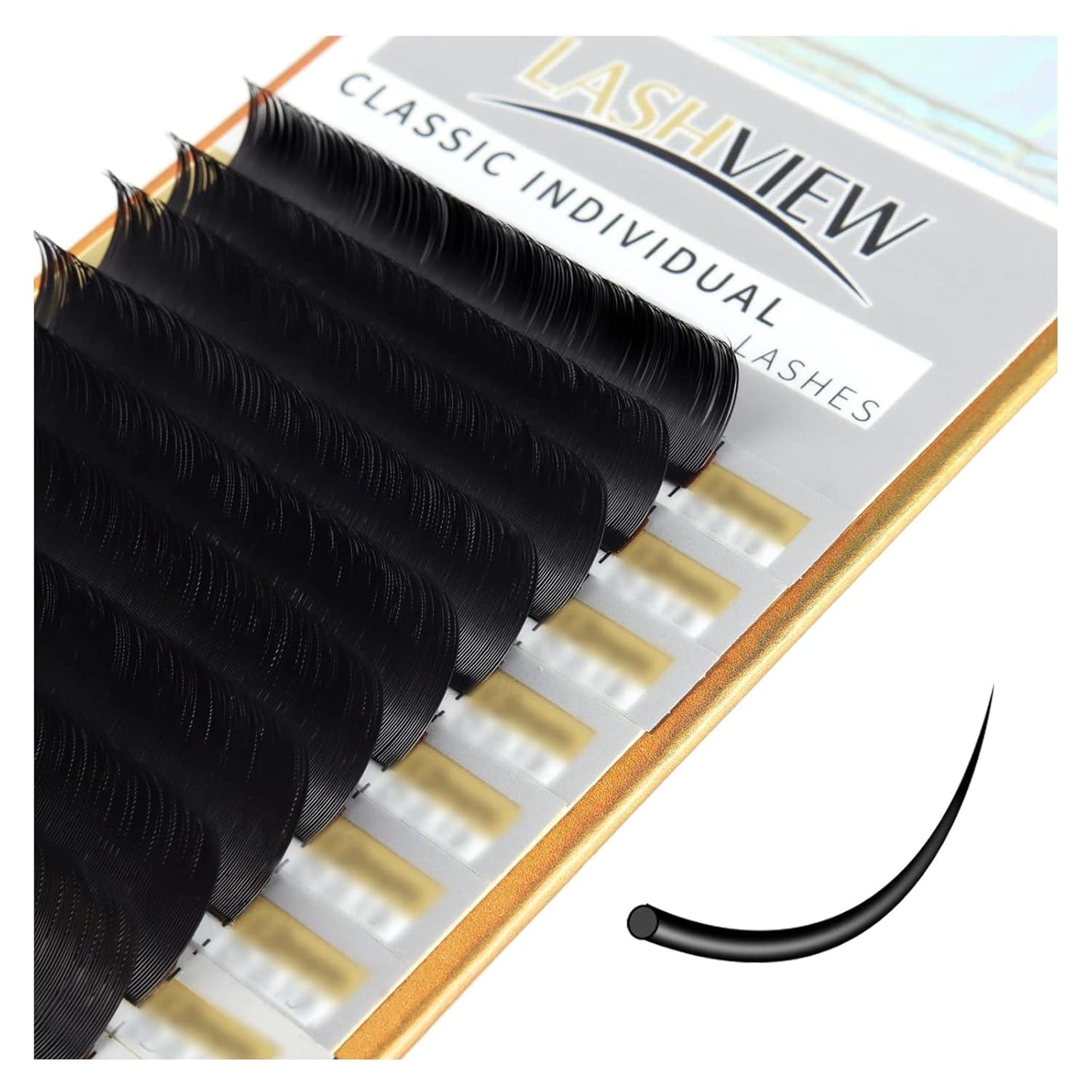 LASHVIEW Eyelash Extensions, Individual Lashes, Premium Classic Lashes, 0.15 D Curl Thickness 15mm, Natural Semi Permanent Eyelashes, Soft Application-friendly, Black