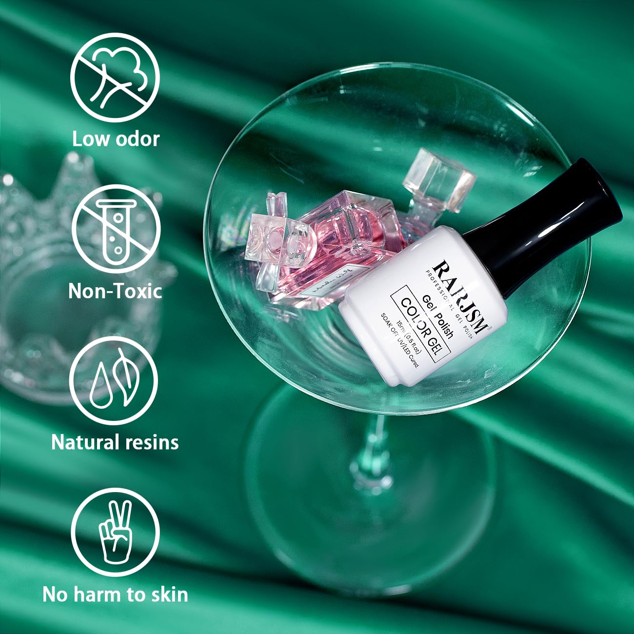 RARJSM Green Cat Eye Gel Nail Polish with Magnet Stick Diamond Emerald Green Velvet Cateye Gel Polish 15ml Single Bottle Sparkle Shimmer UV LED Curing Requires Soak Off Home Salon Christmas Manicure