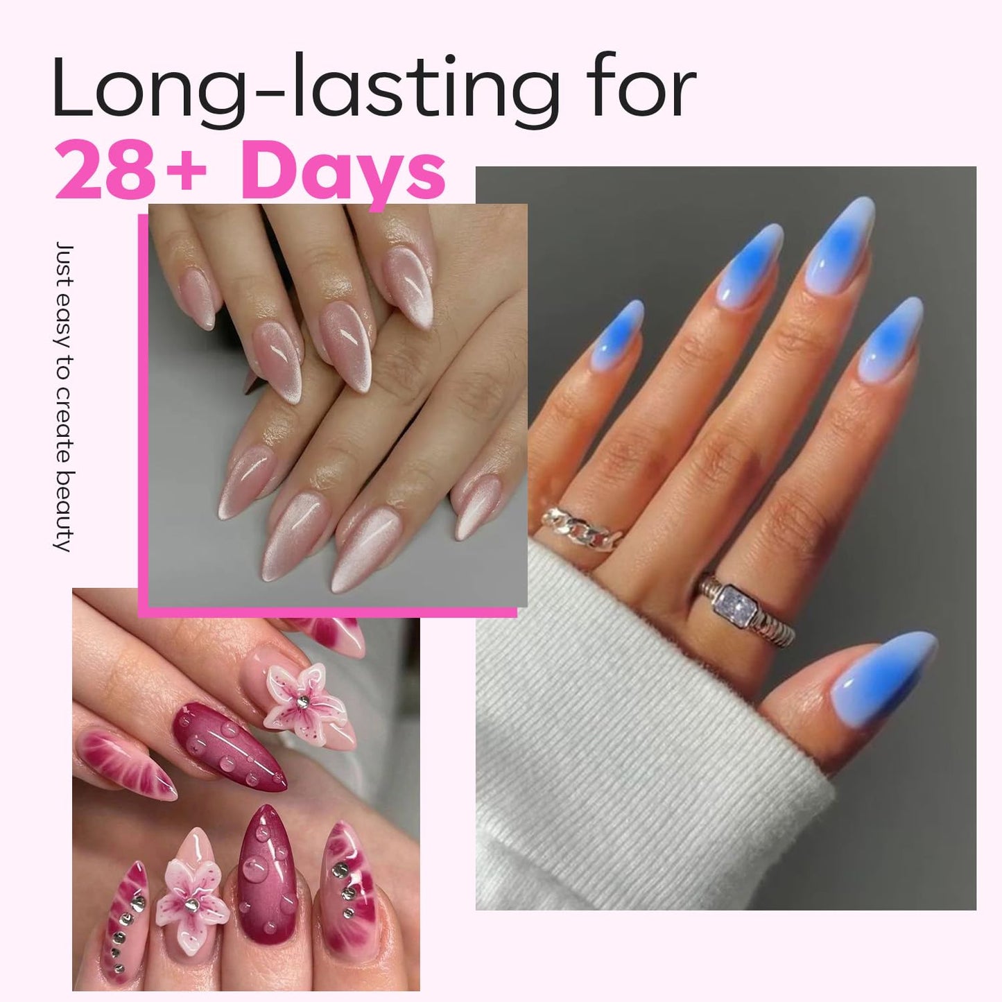 modelones Pointed Almond Nail Tips, Medium Pre-shaped Soft Gel Tips Fake Nails False Acrylic Clear Full Cover Press on Extension Gel Kit Manicure DIY at Home 216PCS 12Sizes