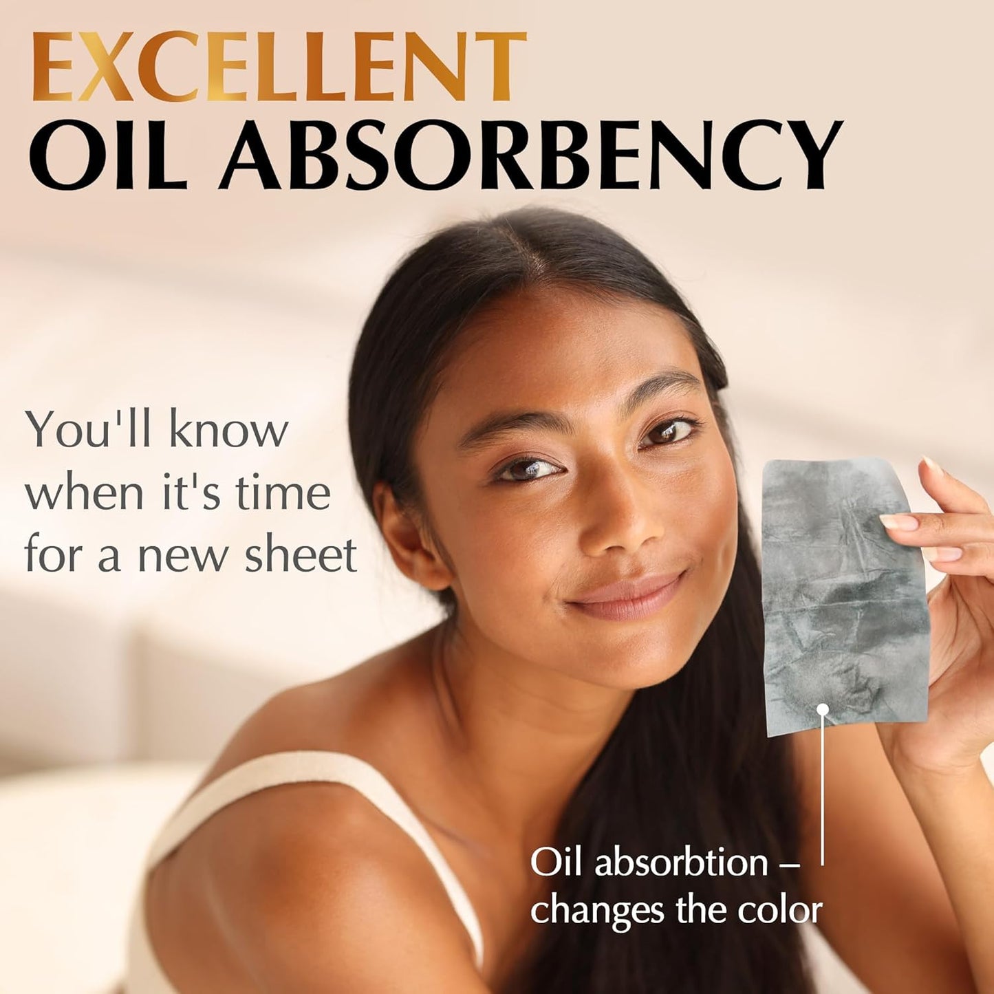 Natural Oil Blotting Sheets for Face with Bamboo Charcoal - 25% Larger - 6pk/600 Makeup Friendly Blotting Papers for Face - Easy Dispensing Oil Absorbing Sheets for Face