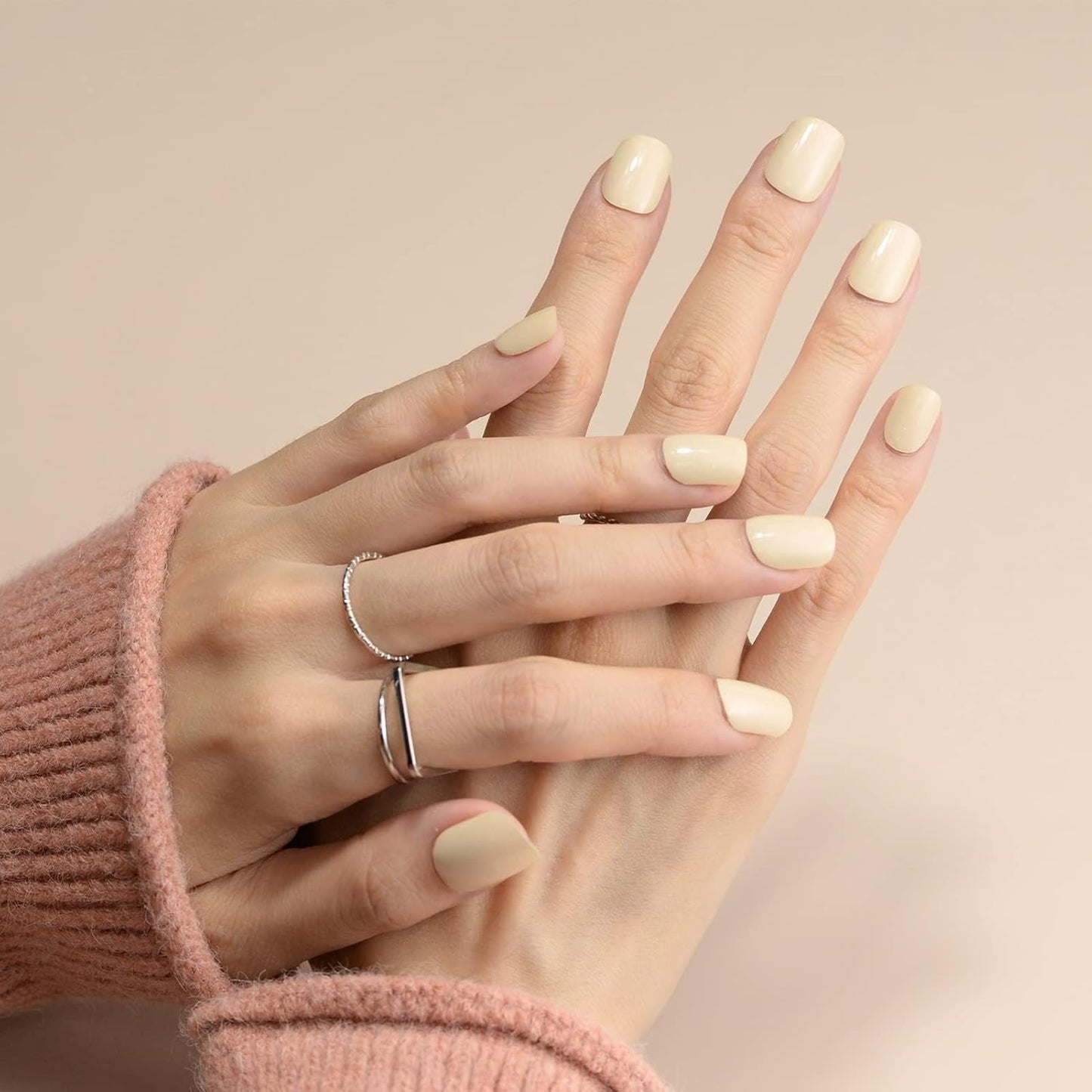 Nail Polish Strips, 32PCS Salon Quality Wraps, Long Lasting Gel Nail Stickers for Women Easy Apply& Remove (Nude Light Beige)