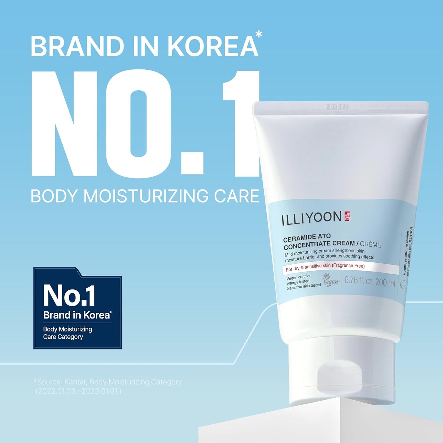 Illiyoon Ceramide Ato Concentrate Cream | Moisturizer for Dry & Sensitive Skin, 100hr Lasting Hydration, For Face & Body, Gentle for Infants, Moisture Barrier Repair, Vegan Certified, 6.76 fl.oz.