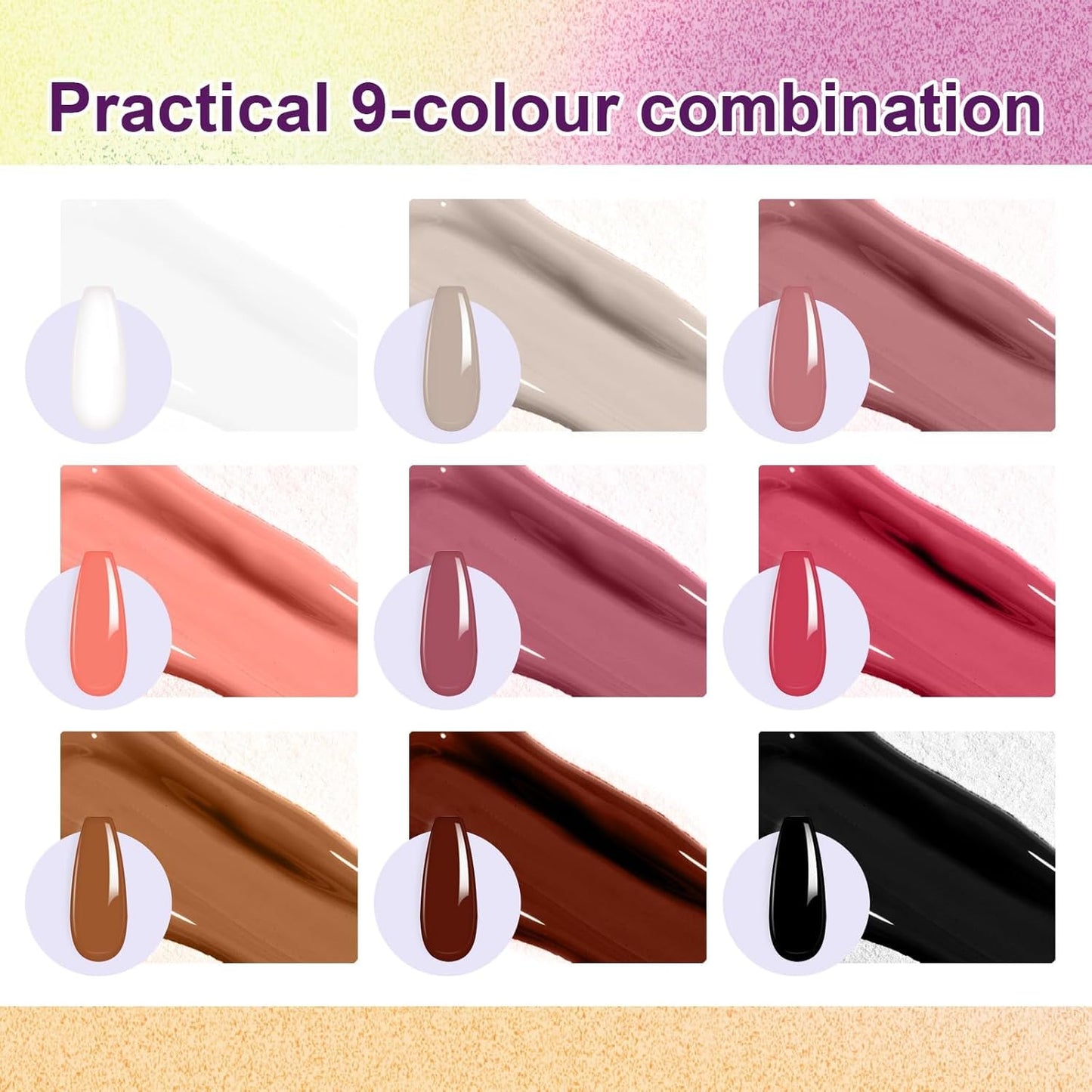 Gradient Painting Gel, 9 Colors Ombre Gel Nail Polish Nude Pink Almond Gary Sponging for Pigment Pat Aura Nails French Manicure Soak Off UV DIY Nail Art Nude Rose Chroma