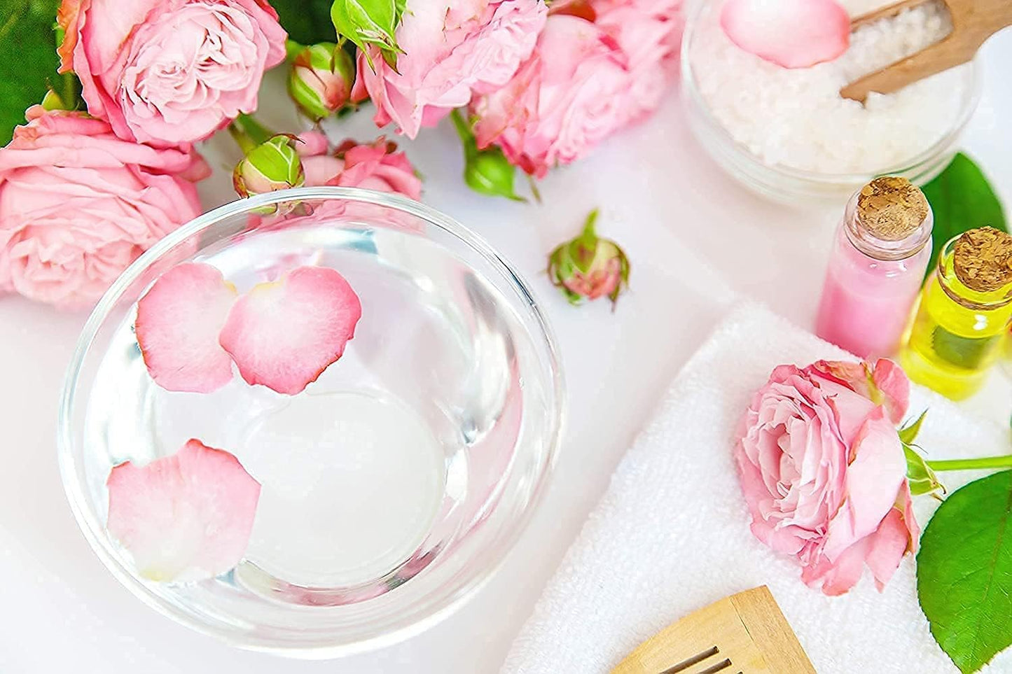 Rosewater Glycerin Mist Toner Bulk Spray Facial Body Floral Cleanser 100% Pure Rose Hydrosol and Vegetable Glycerine Moisturizing Cleansing Toning Mix for Face Skin Hair Body (128 Ounces / 1 Gallon)