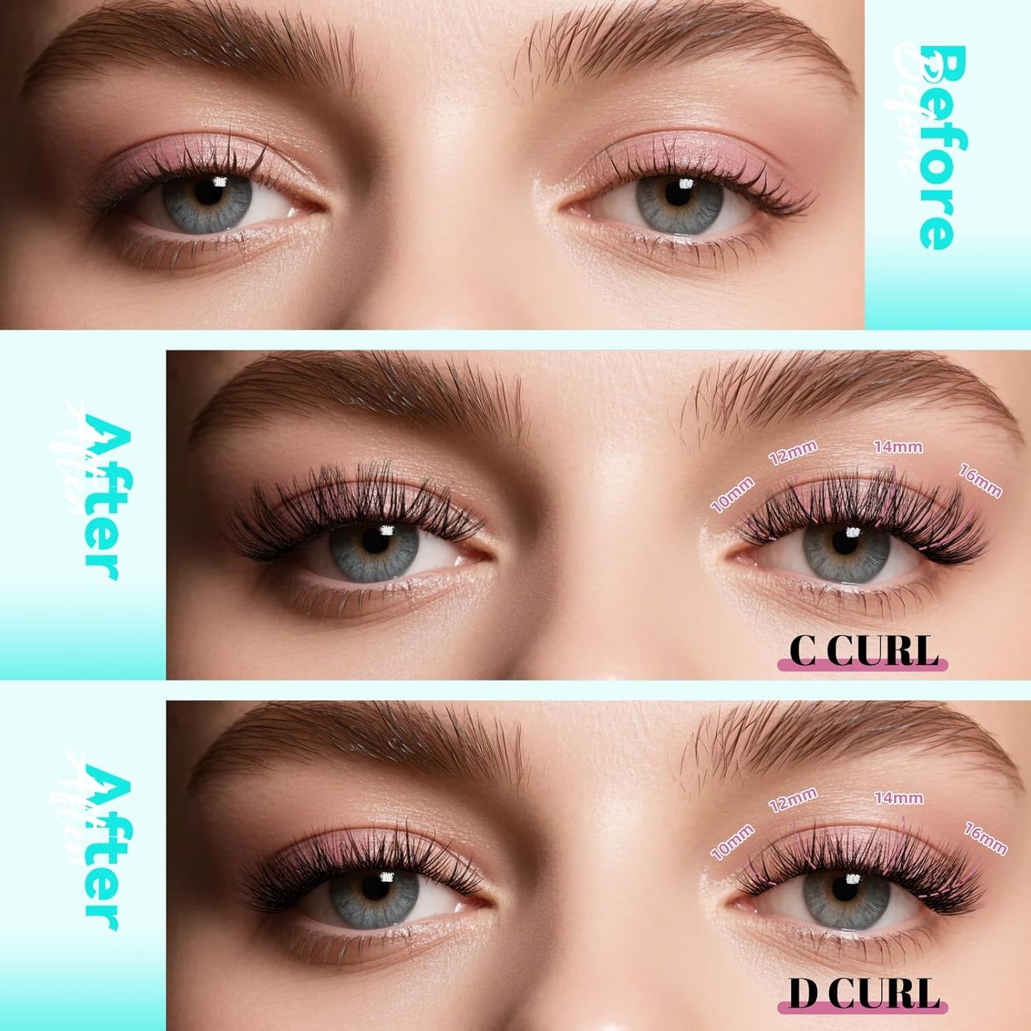 Wispy Lash Clusters Eyelash Extensions 144pcs Individual Lashes Cluster 16mm C Curl Fake Eyelash with Thin Band DIY Cluster Lashes At Home For Beginners (C-16mm)