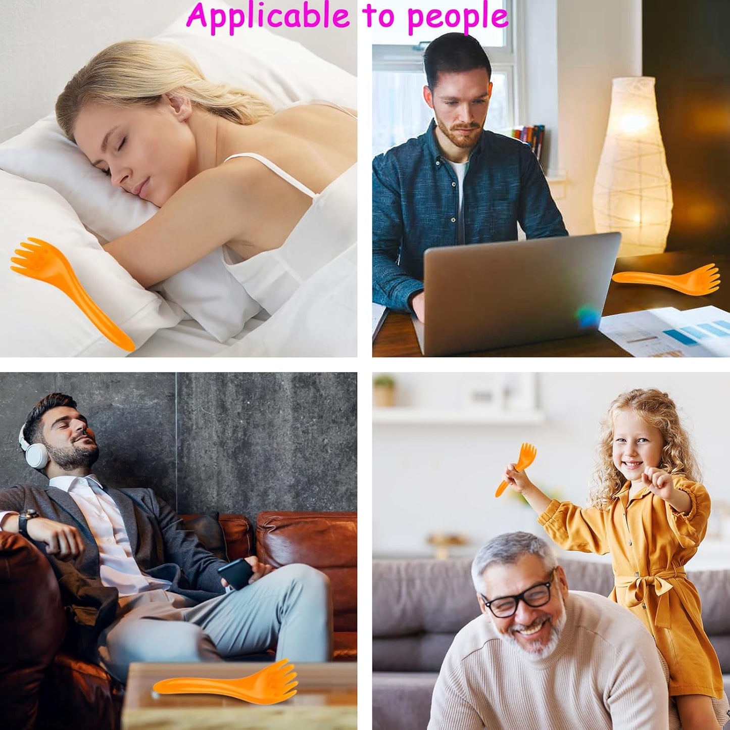 Scalp Massage Tools, 2-Pieces Head Scratcher Massager Whisk, Gift for Mother, Sister,Kids and Lover, Portable Resin SPA Tools with a Black Zippered Bag