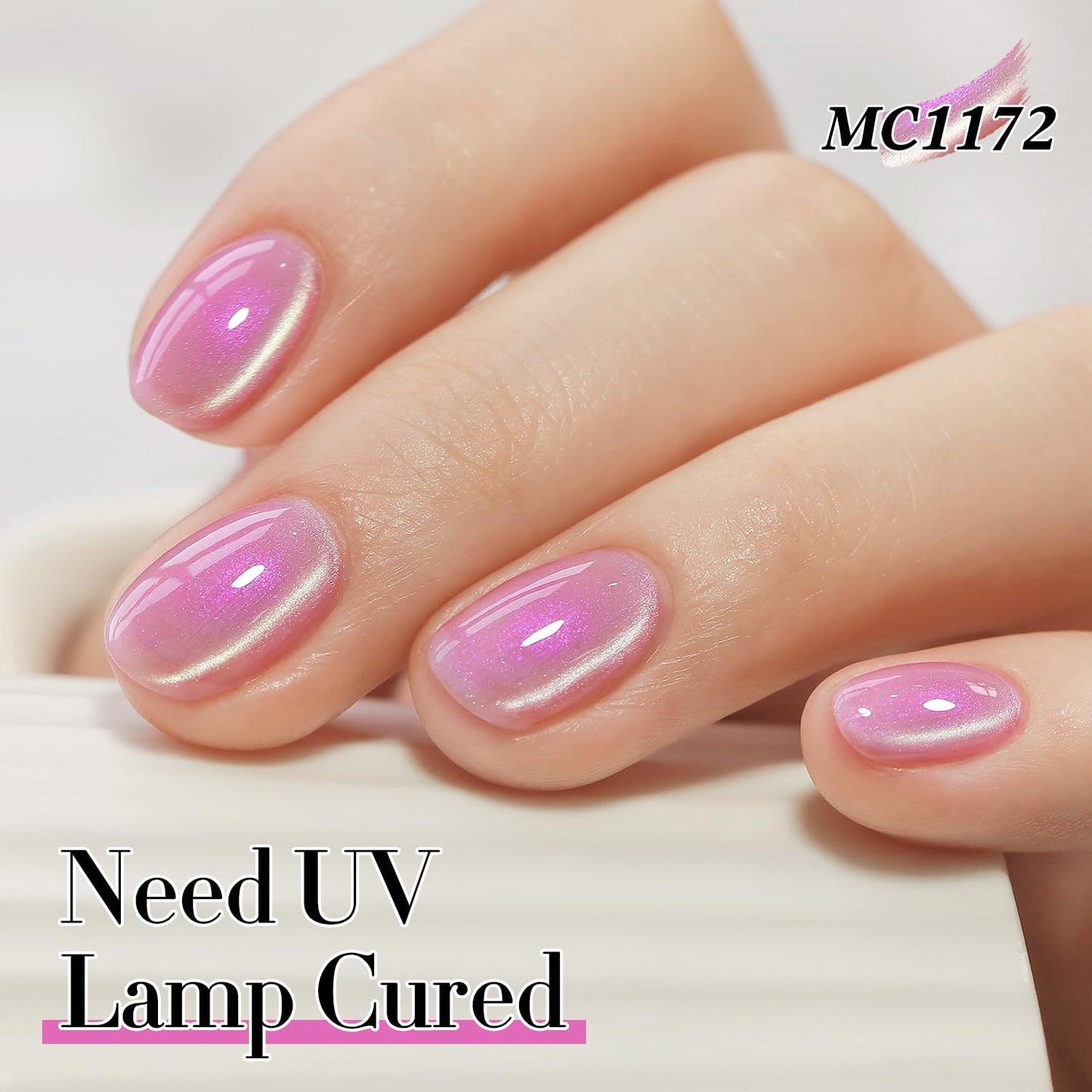 Double Rhythm 0.5 Oz Cat Eye Gel Polish with Magnet Same Color Same Bottle Holographic Glitter Shimmer Translucent Color Salon 15 ML Magnetic Nail Art (Mermaid Purple-MC1172)
