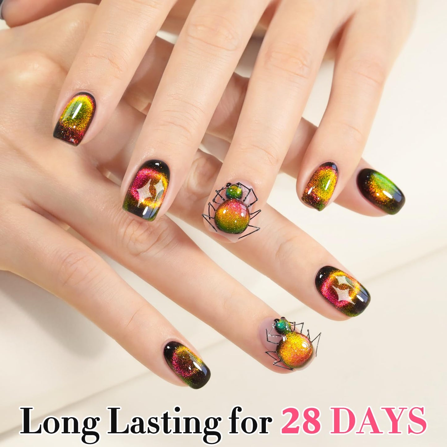 Double Rhythm 0.5 OZ Cat Eye Gel Polish with Magnet 15ML Holographic Glitter Shimmer Translucent Jelly Color Magnetic Polish Salon DIY at Home (Triple Light-MC1050)