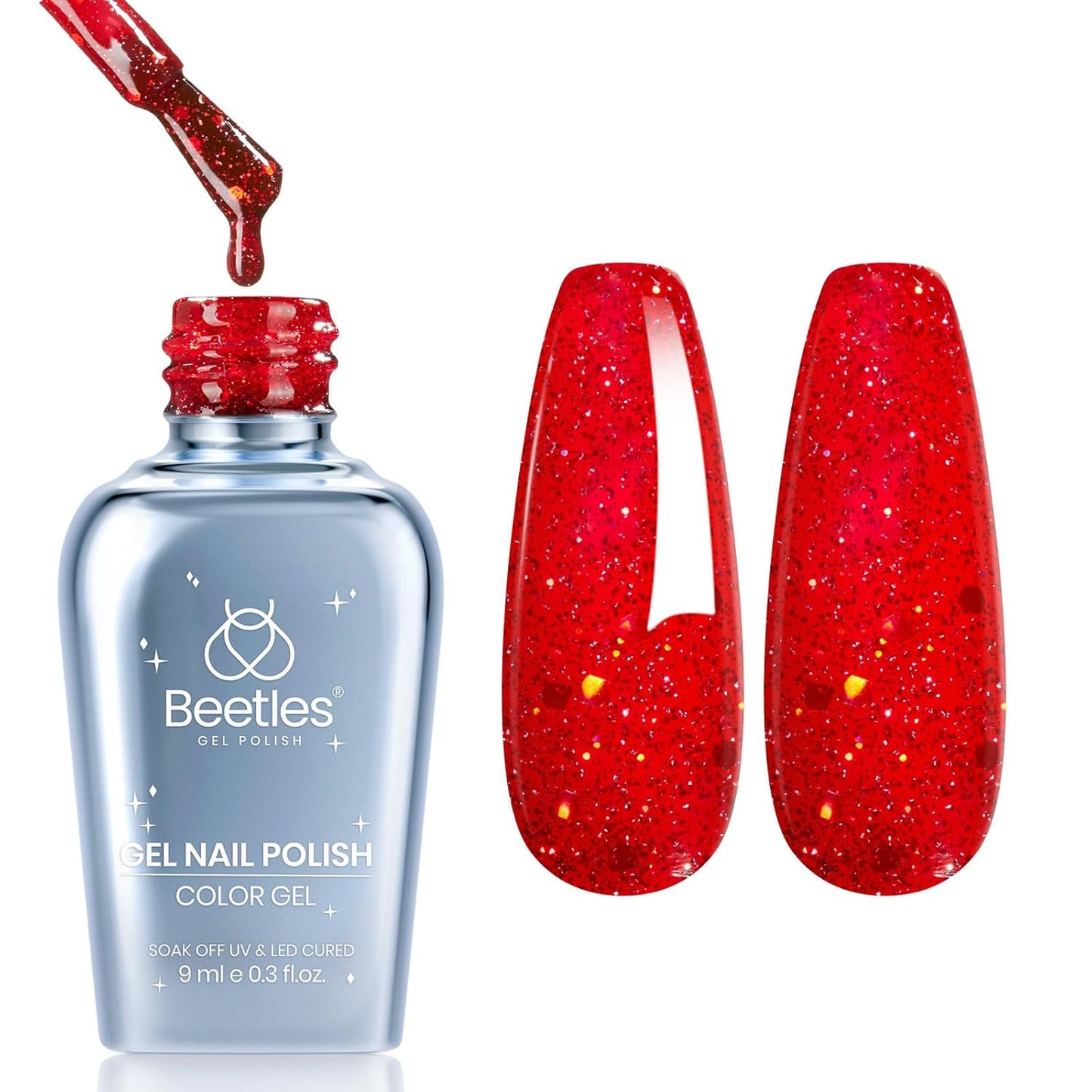 Beetles Glitter Gel Nail Polish 9ml Red Gel Polish Soak Off LED UV Lamp Shimmer DIY Decoration Salon Gifts for Women
