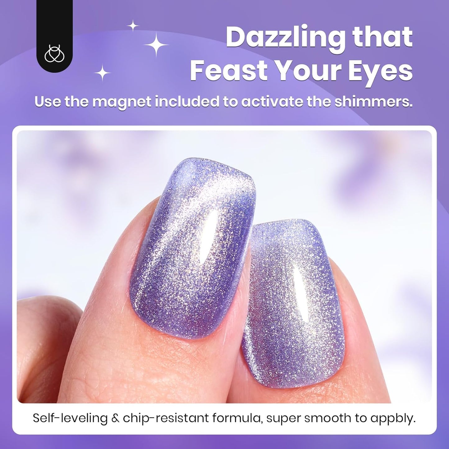 Beetles Purple Cat Eye Gel Polish, 15ML Purple Cat Eye Glitter Gel Polish with Magnet Soak Off UV Shimmer Velvet Gel Twilight Lavender Series French Nail Art Design Manicure Gifts for Women
